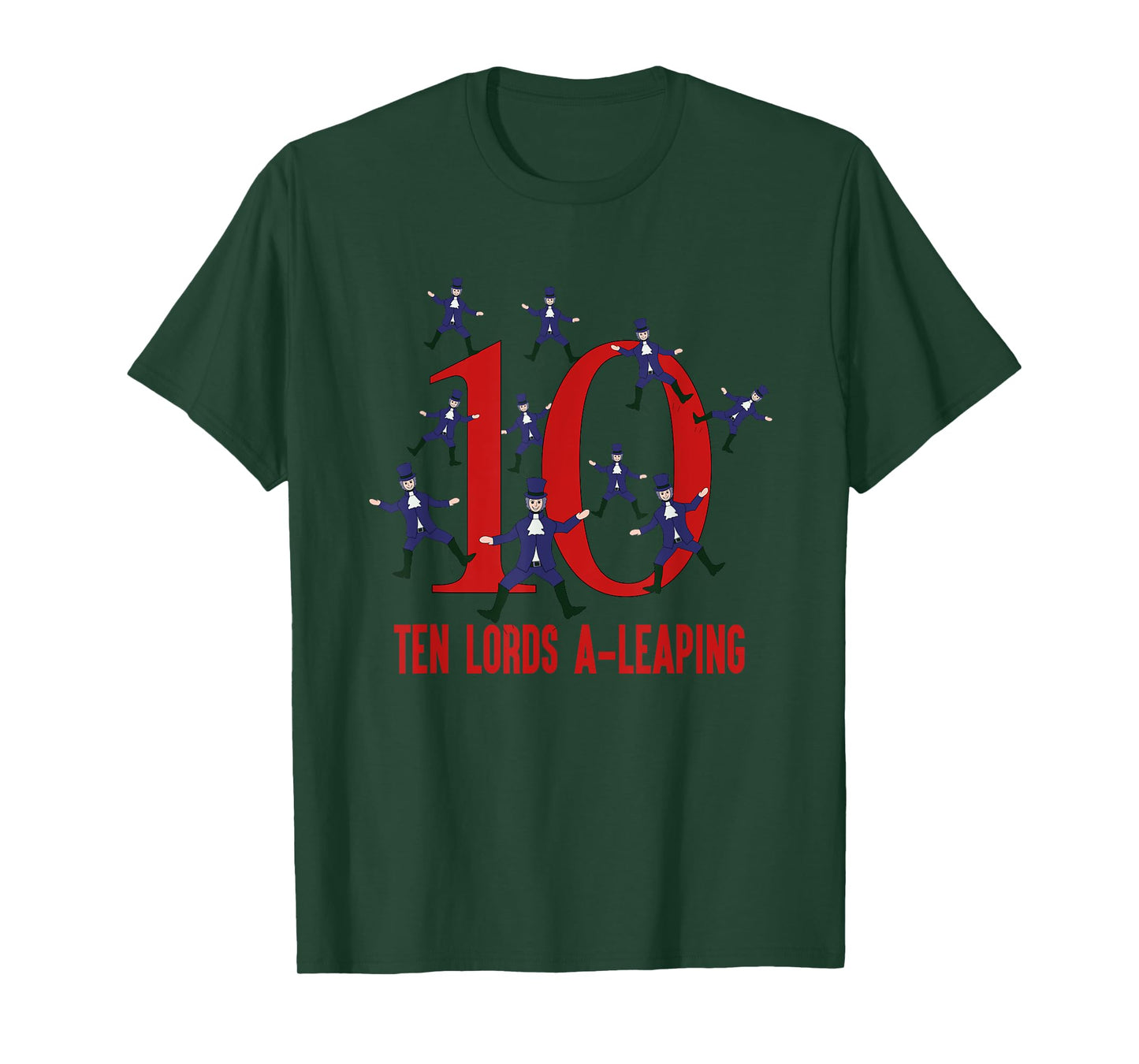 Ten Lords A-Leaping T-Shirt Song 12 Days Christmas Tee T-Shirt
