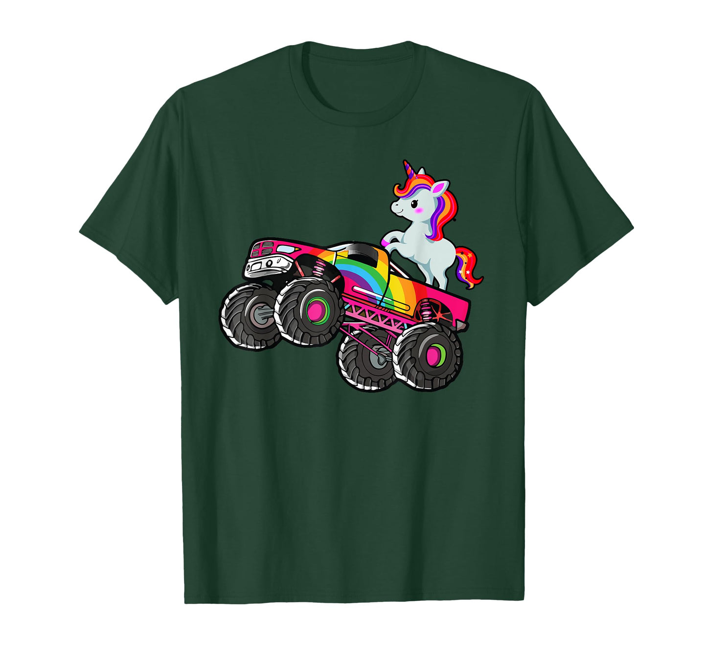 Girls Monster Truck Unicorn Rainbow Monster Truck Girl Women T-Shirt