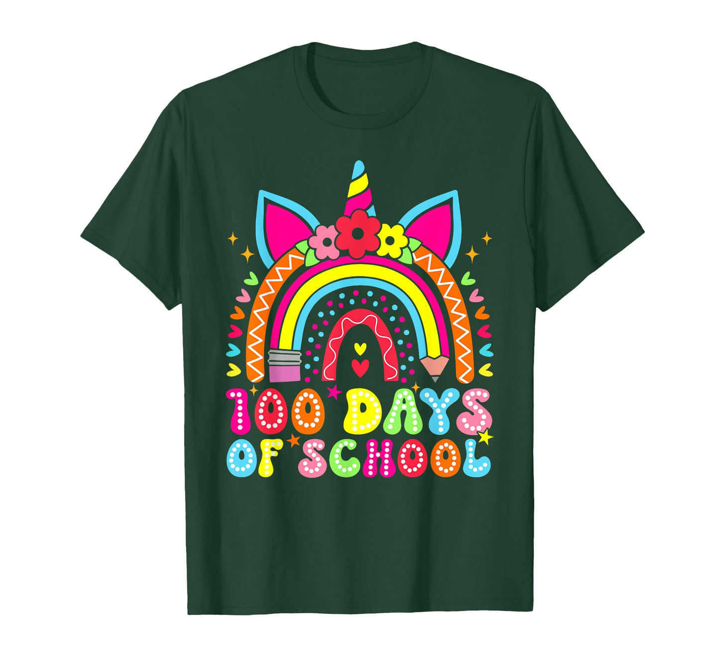 100 Days Of School Unicorn Rainbow 100th Day Of School T-Shirt