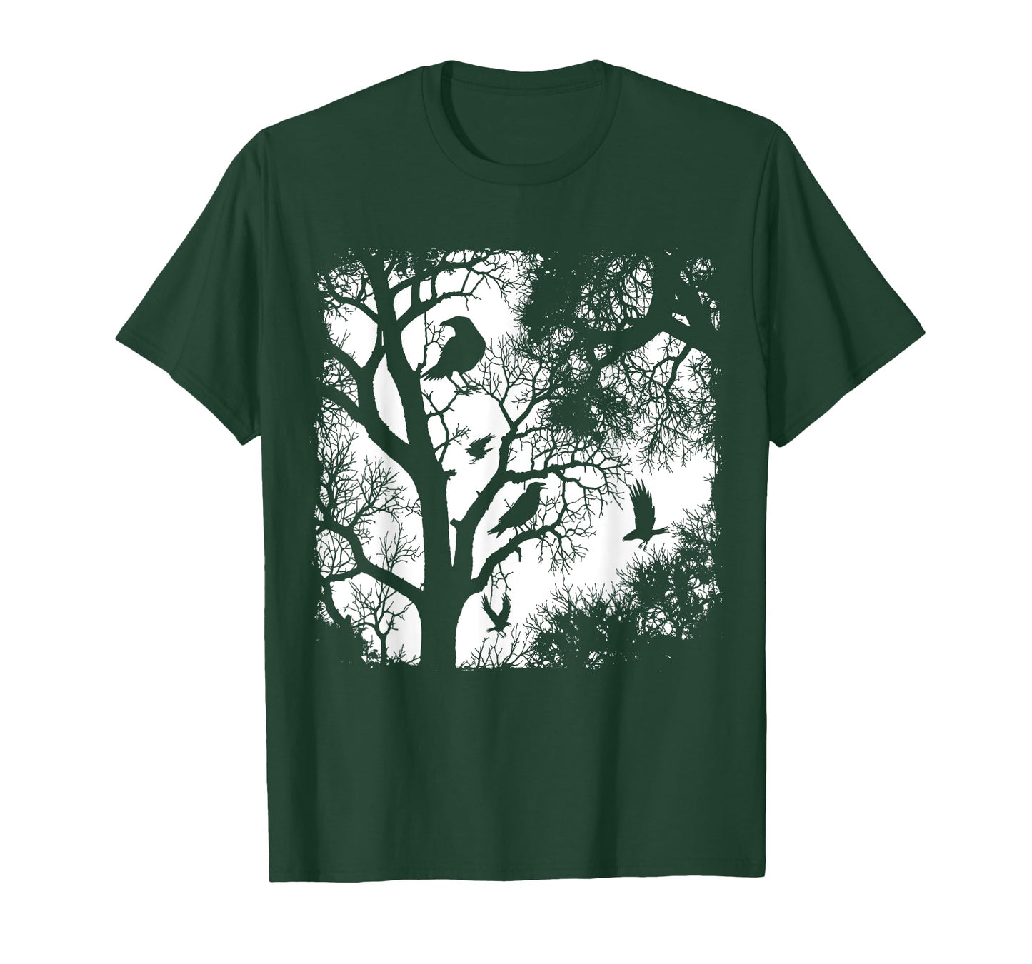 Gothic Raven Tree Dark Forest Crow Night Wilderness Aesthe T-Shirt
