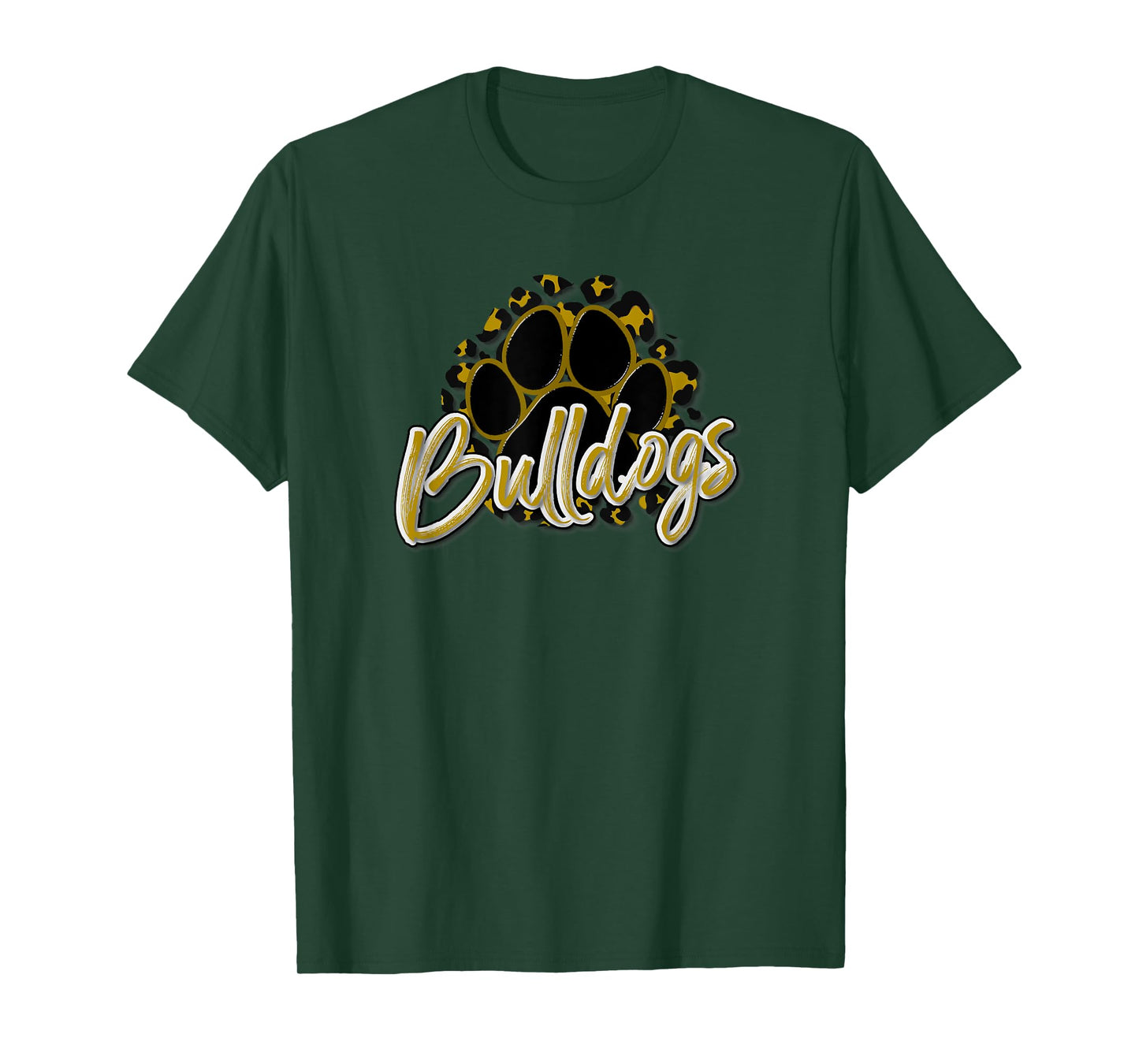 Bulldogs Gold Black Cheetah School Sports Fan Team Spirit T-Shirt