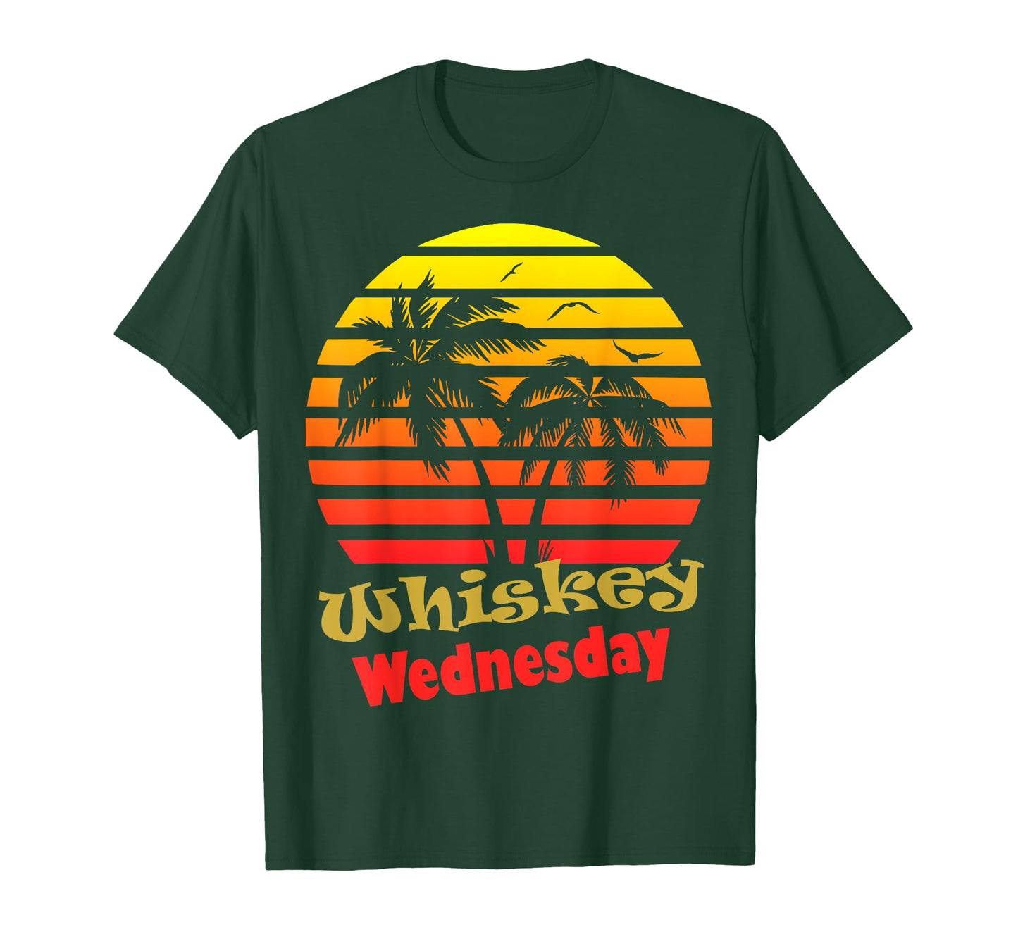 Whiskey Wednesday 80s Summer Beach Palm Tree Sunset T-Shirt for Men Women