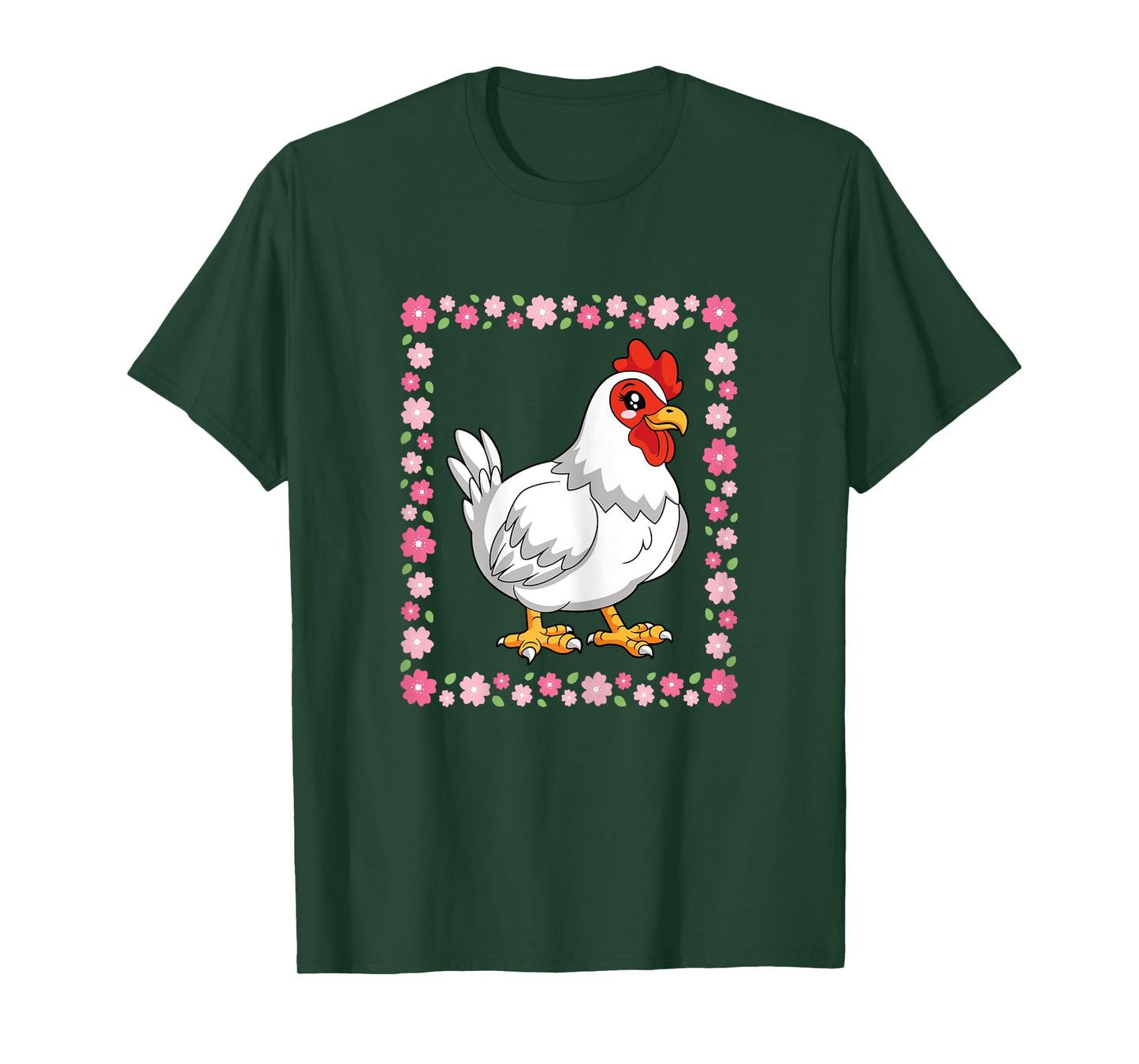 Cute Chicken Flower Chicken Lover Farming Women Girls T-Shirt