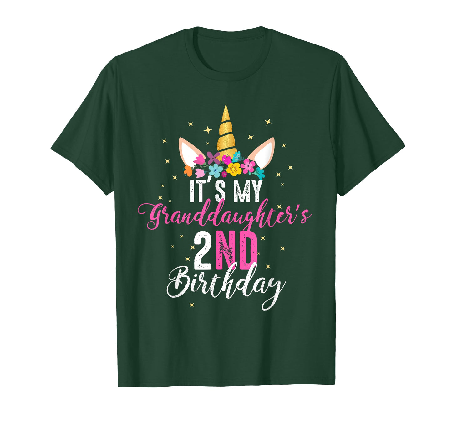 Its My Granddaughters 2nd Birthay Girl Unicorn Birthday T-Shirt