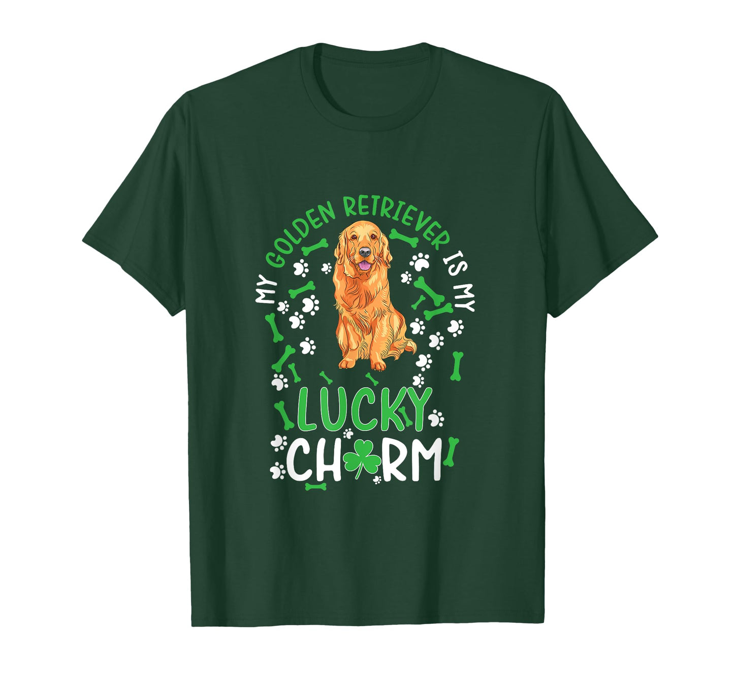 My Golden Retriever is My Lucky Charm dog st Patrick's day T-Shirt