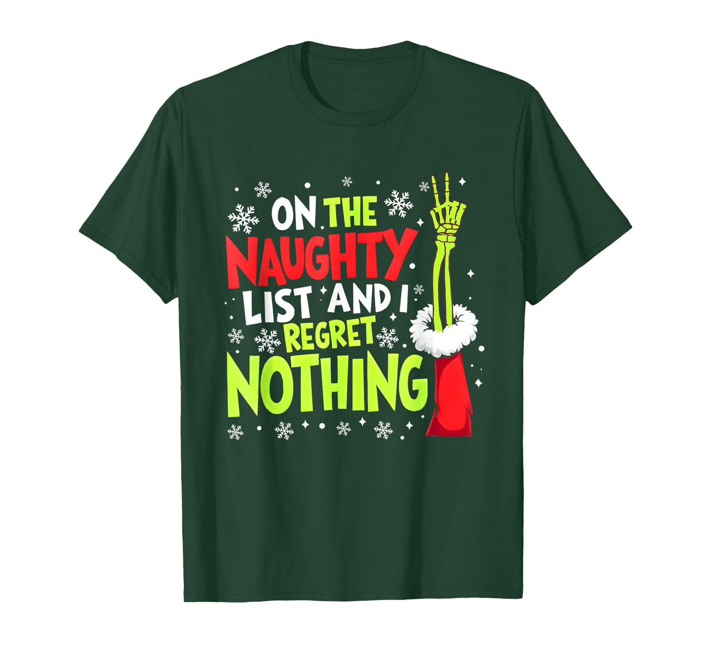 Funny On The List Of Naughty And I Regret Nothing Christmas T-Shirt