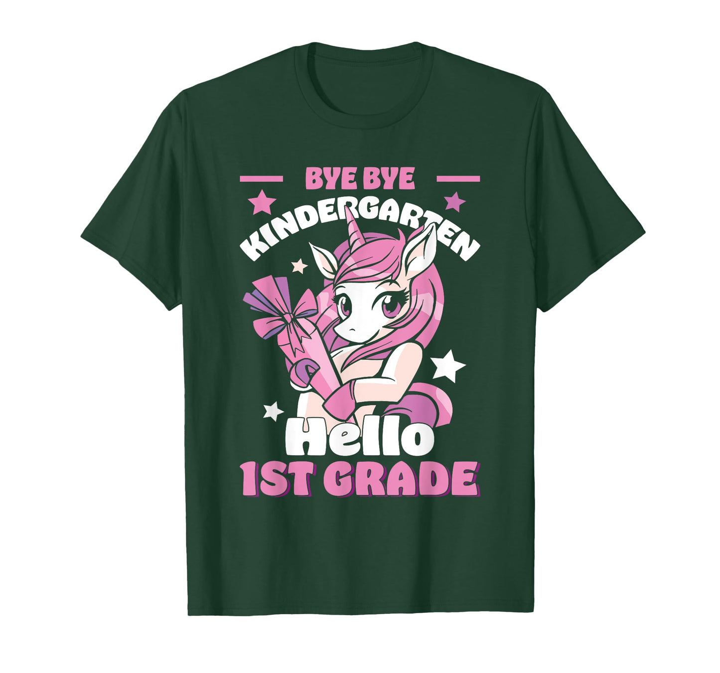 Bye By Kindergarten Hello First 1st Grade Unicorn Girls T-Shirt