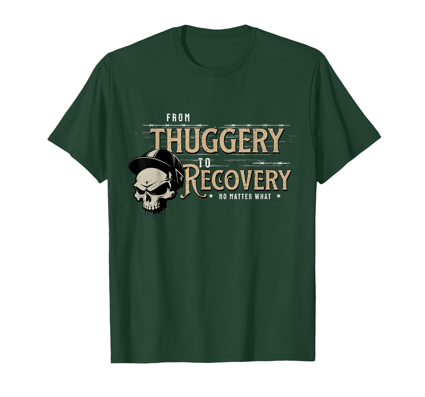 From Thuggery To Recovery No Matter Vintage Skull Soldier T-Shirt