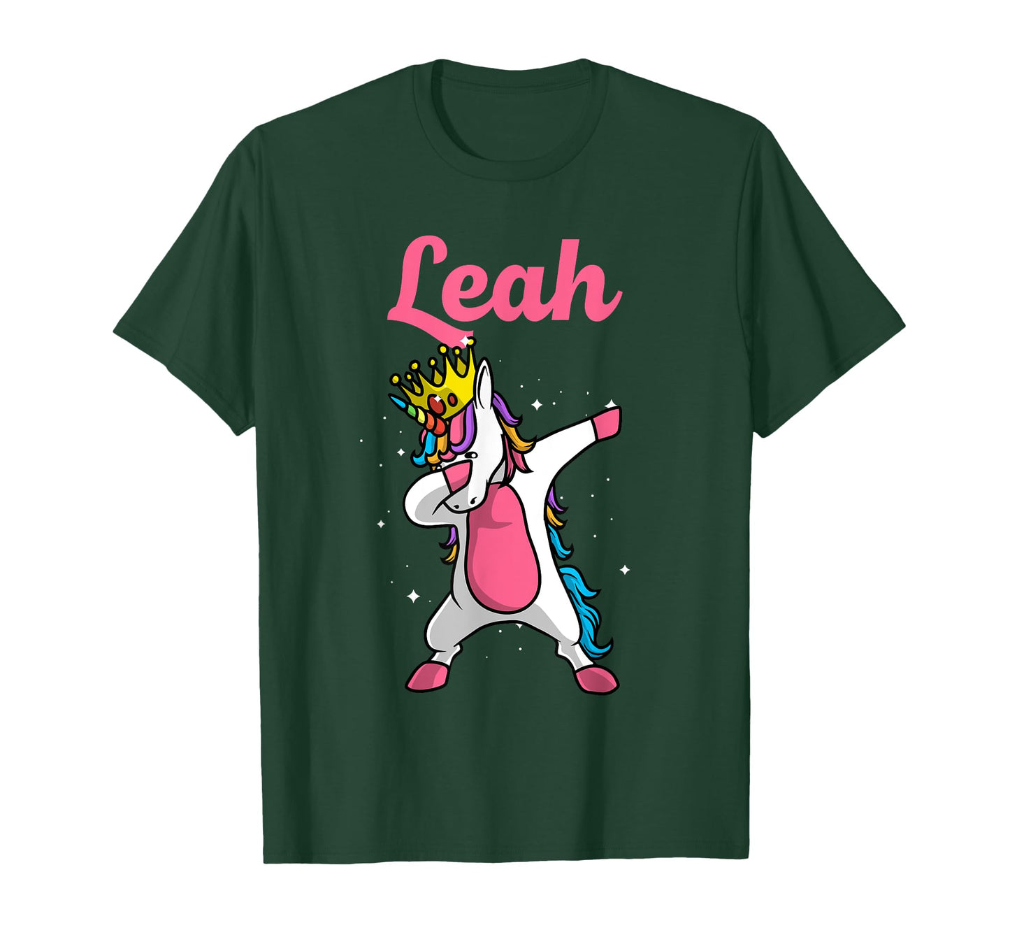 LEAH Gift Name Personalized Birthday Dabbing Unicorn Queen T-Shirt