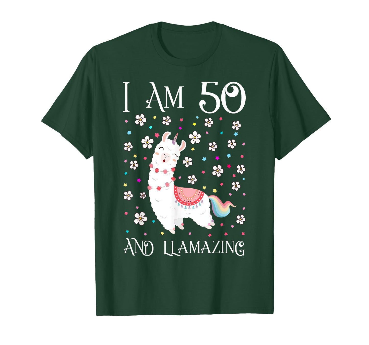 I am 50 Years Old Llamazing Cute Llama 50th Girl Birthday T-Shirt