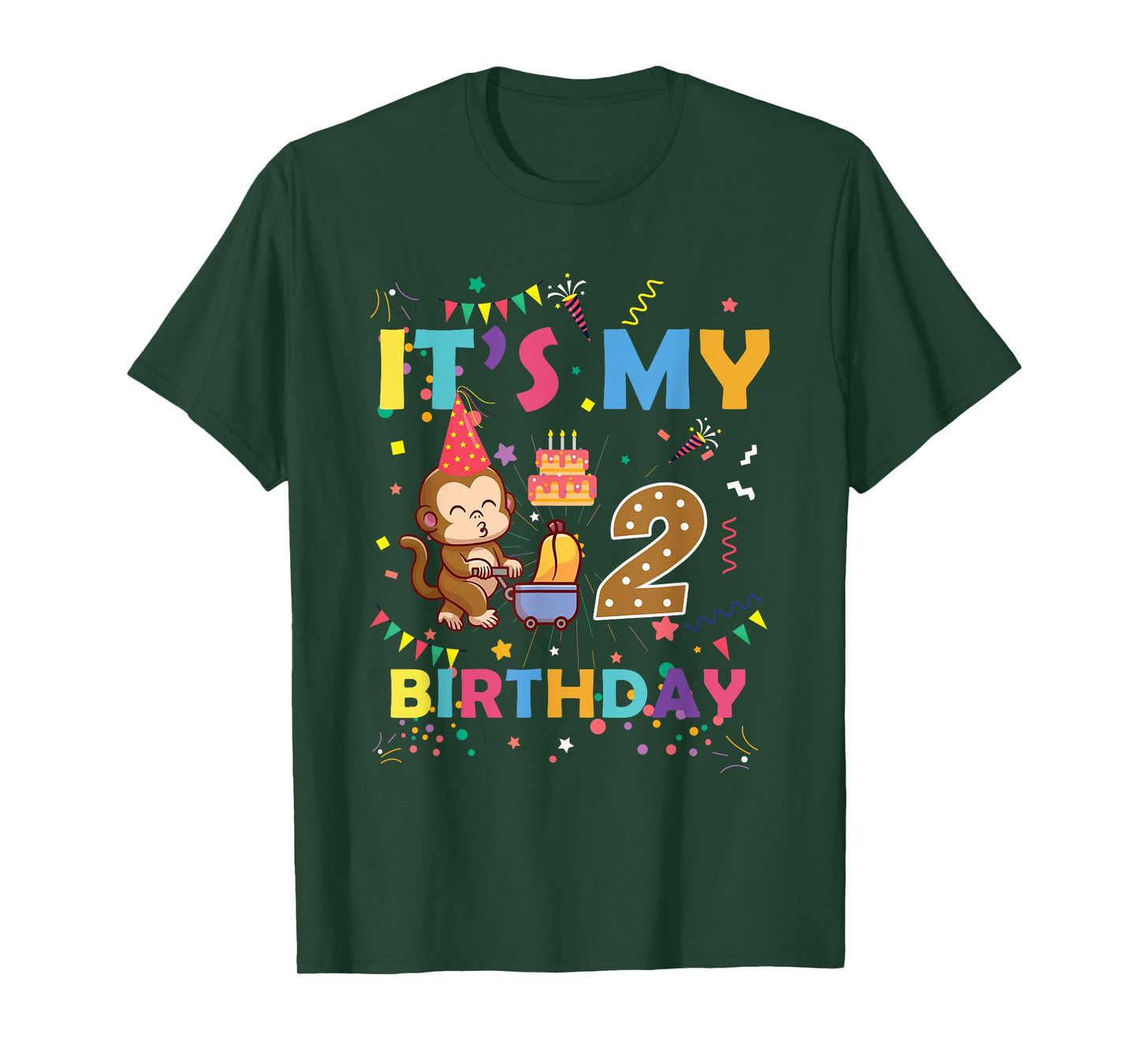 It's My 2nd Birthday Monkey 2 Year Old Boys Girls Kids T-Shirt