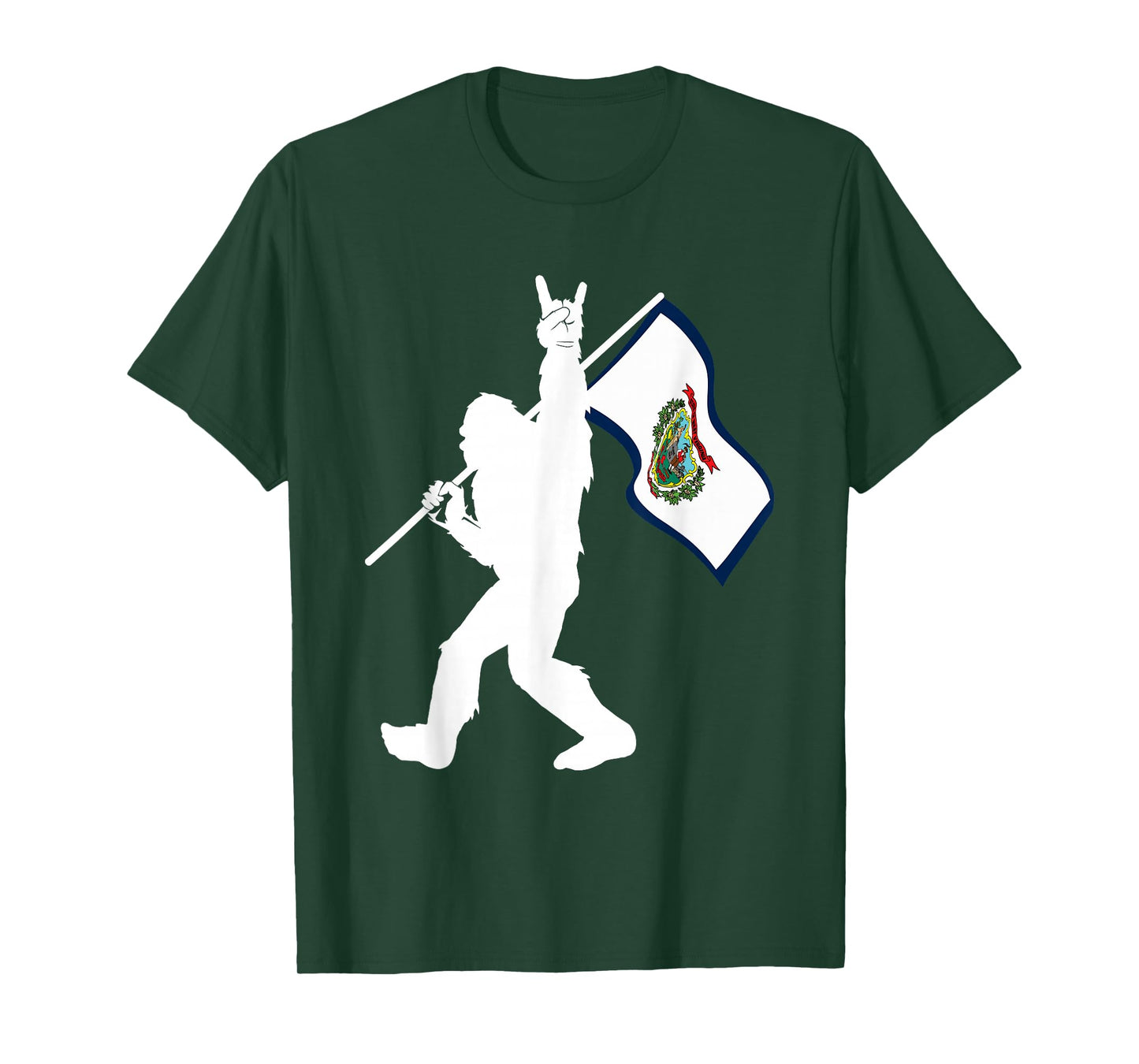 Vintage State of West Virginia Flag Bigfoot Rock On Believer T-Shirt
