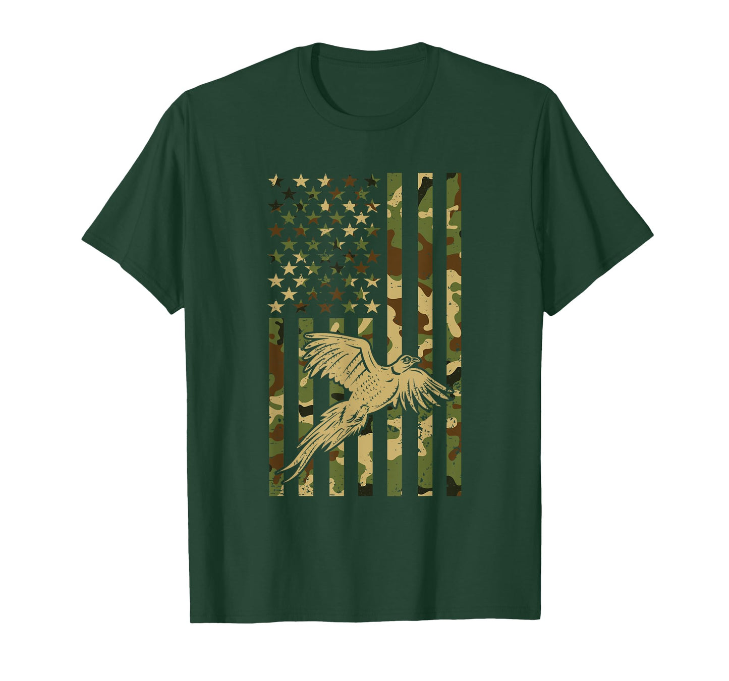 Pheasant Hunting Bird Hunter Hunting American Flag Camo Women Men T-Shirt