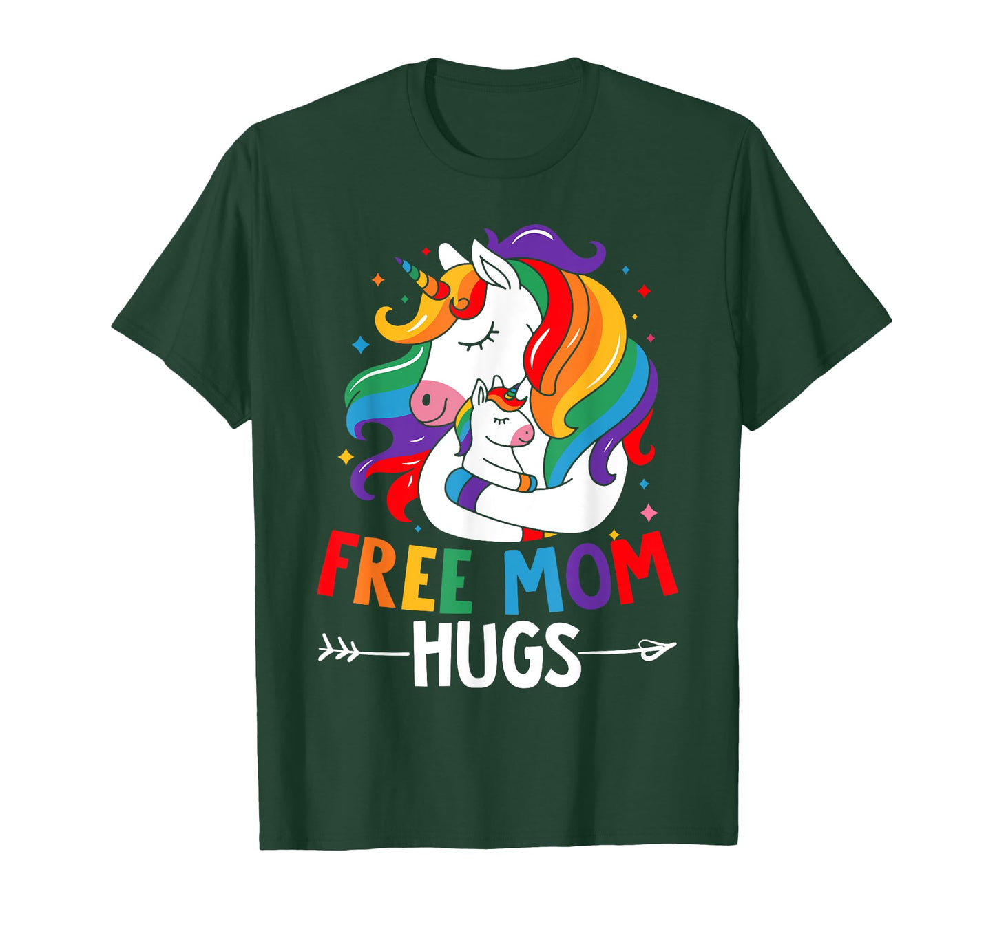 Free Mom Hugs Unicorn Rainbow LGBT Flag LGBT Gay Pride Month T-Shirt