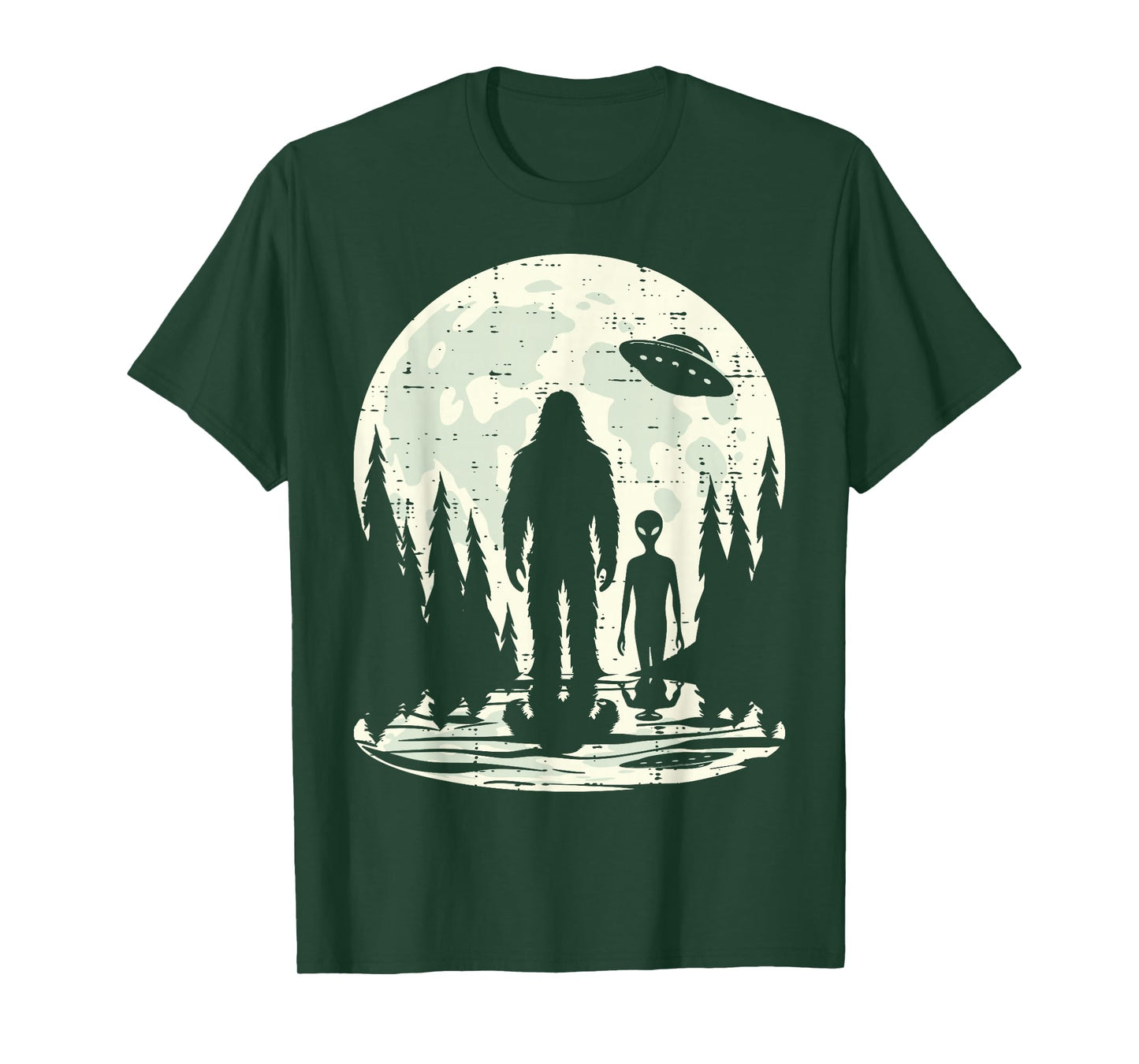 Alien Bigfoot Ufo Moon Funny Sasquatch Men Women Boys Kids T-Shirt