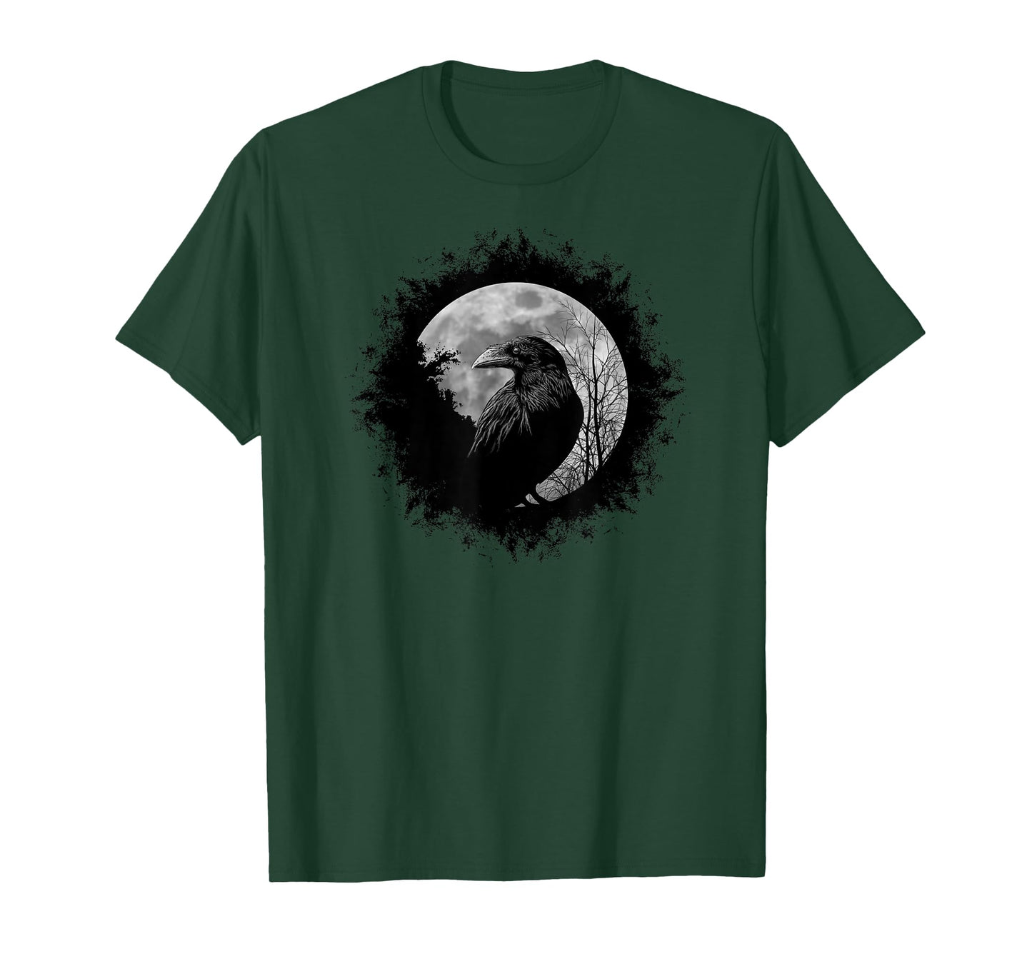 Mystic Black Crow Artwork Full Moon Raven T-Shirt