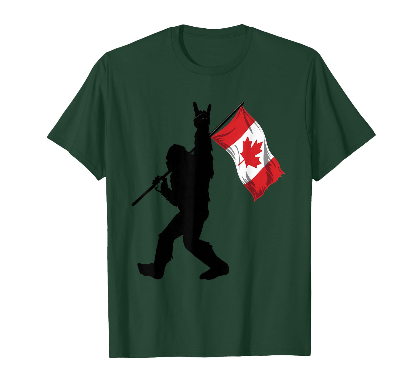 Vintage Canadian Flag BigFoot Rock'N Roll Funny Canada Day T-Shirt