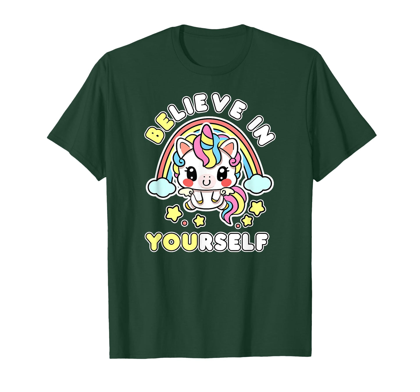 Be You Believe In Yourself Unicorn Positive Message Quotes T-Shirt