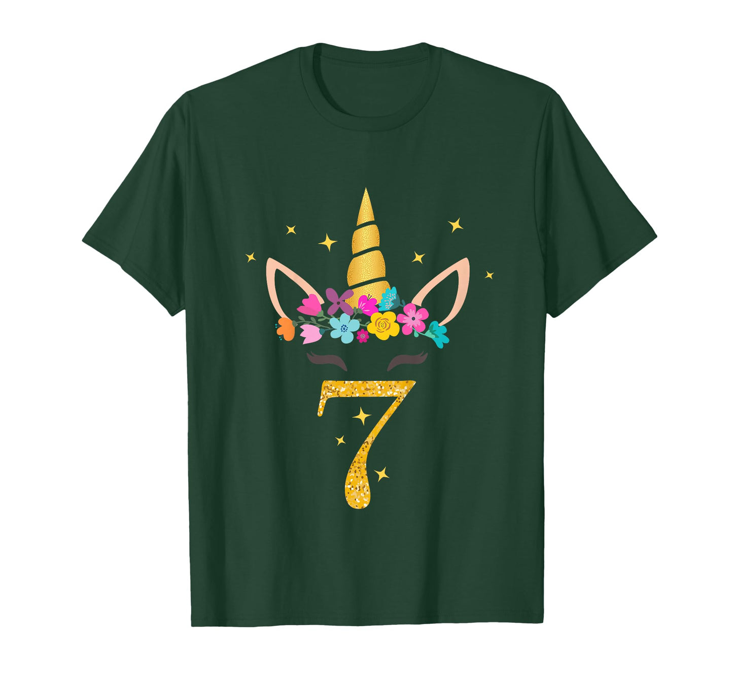 Kids 7th Birthday Unicorn Design for Girls 7-Year-Old T-Shirt