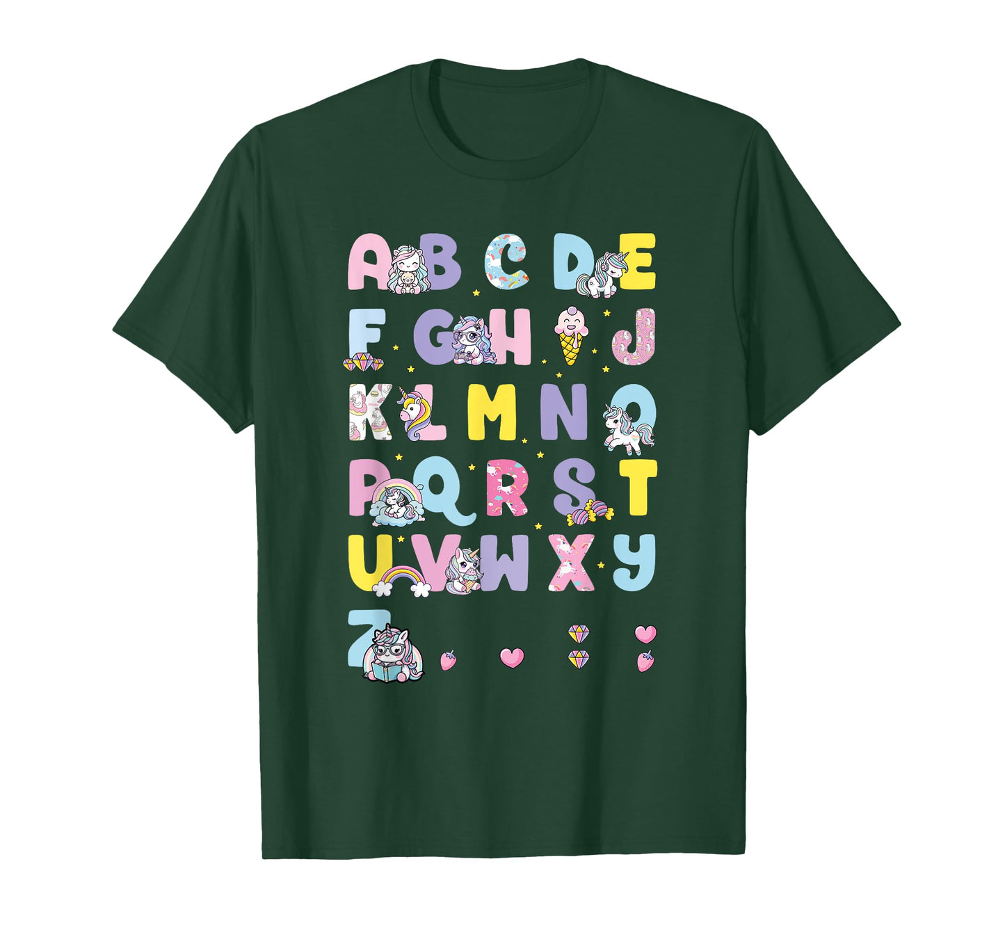 Cute Unicorn Alphabet Unicorn Girls T-Shirt