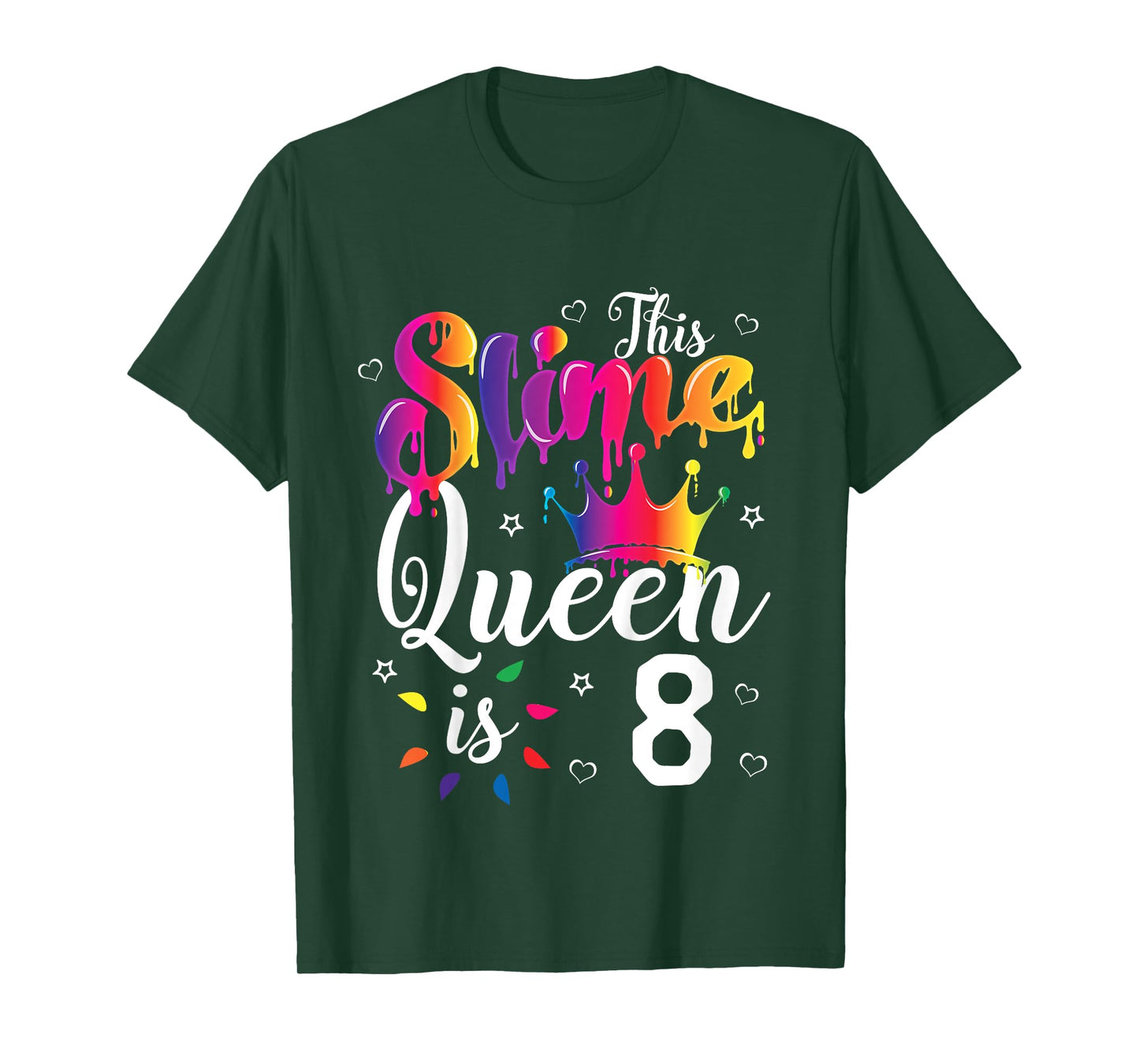 slime queen crown Birthday 8th gift for girls 8 years old T-Shirt