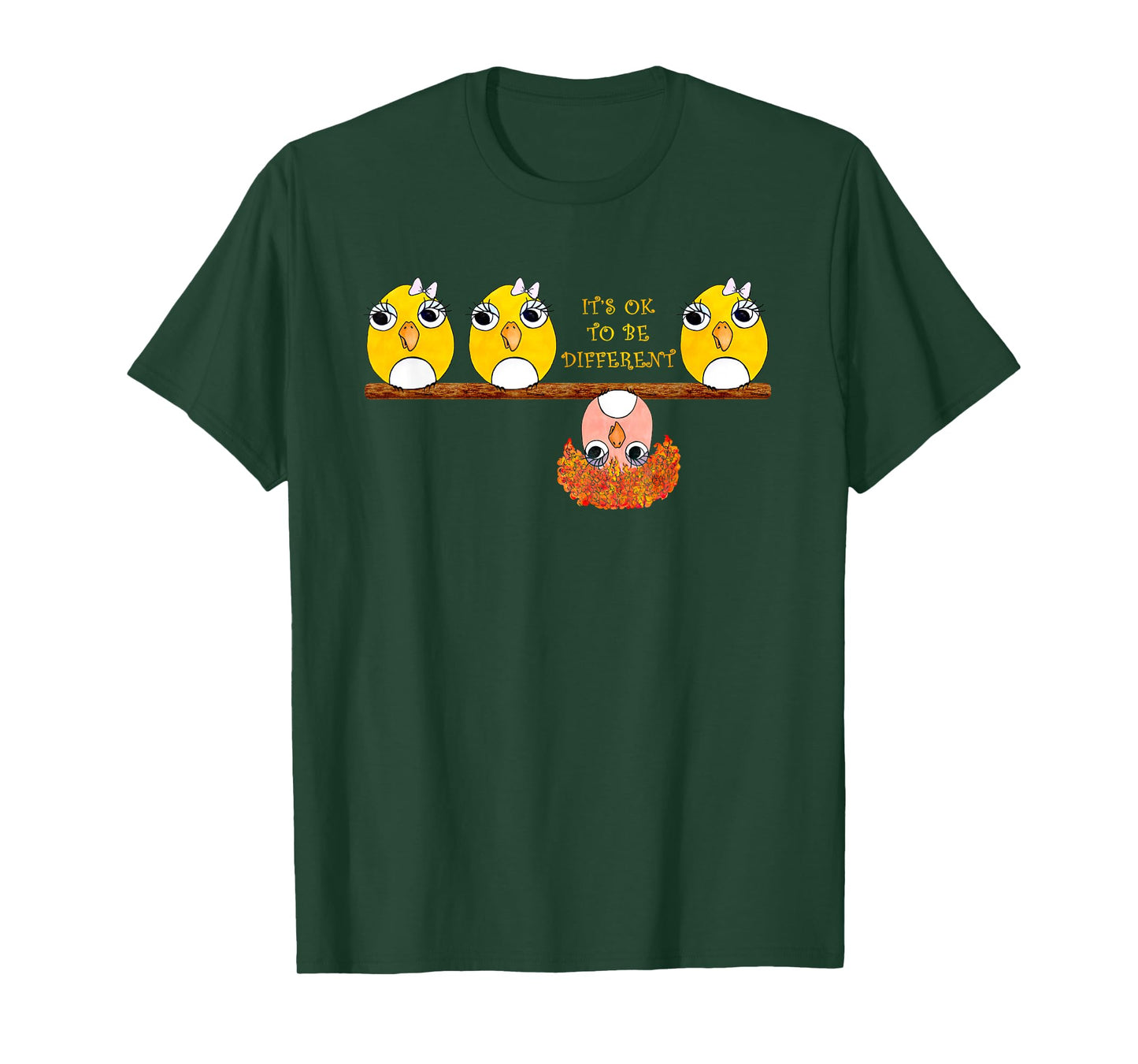 It's OK To Be Different Birds on Branch Positive Girls Top T-Shirt