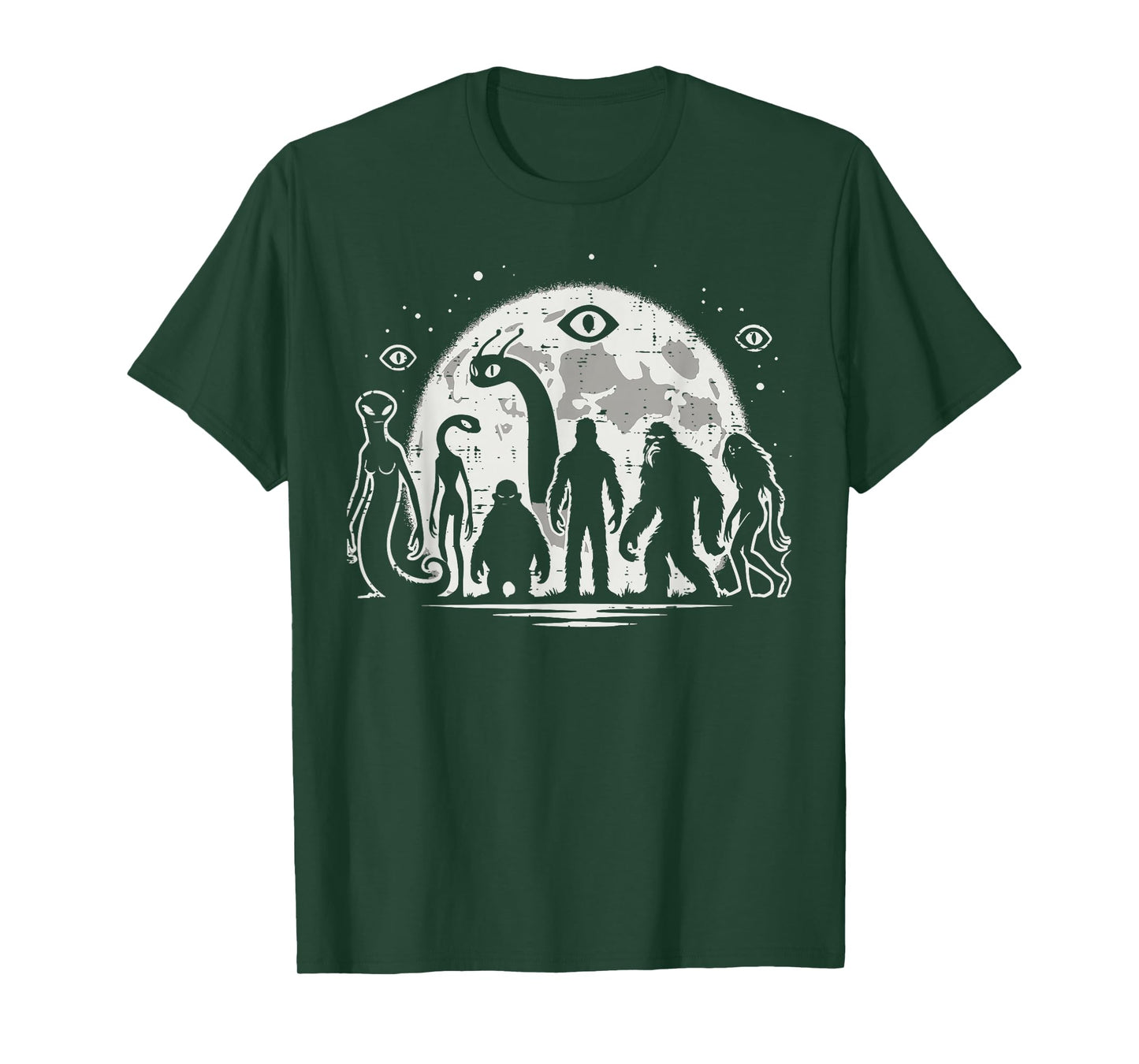 Cryptids Bigfoot Loch Ness Alien Sasquatch Mothman Men Women T-Shirt