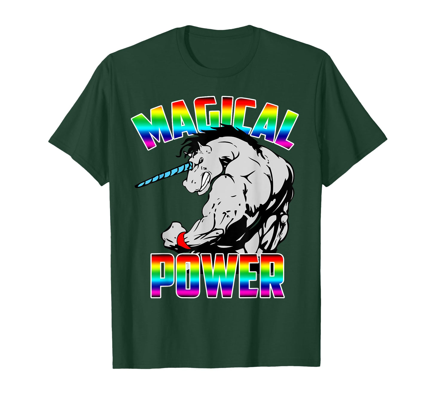Magical Power Rainbow Unicorn Workout Gym Shirt Men Women T-Shirt