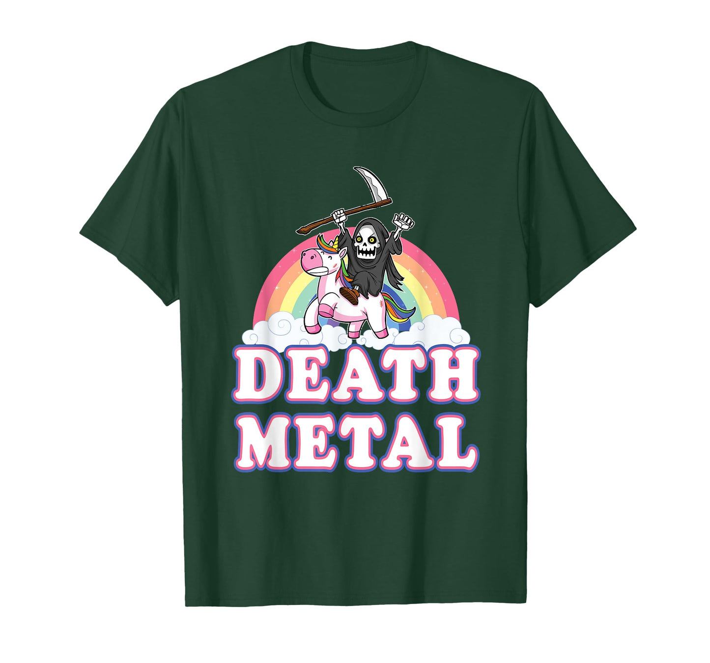 Death Metal T-Shirt Funny Rainbow Grim Reaper Unicorn Shirt T-Shirt