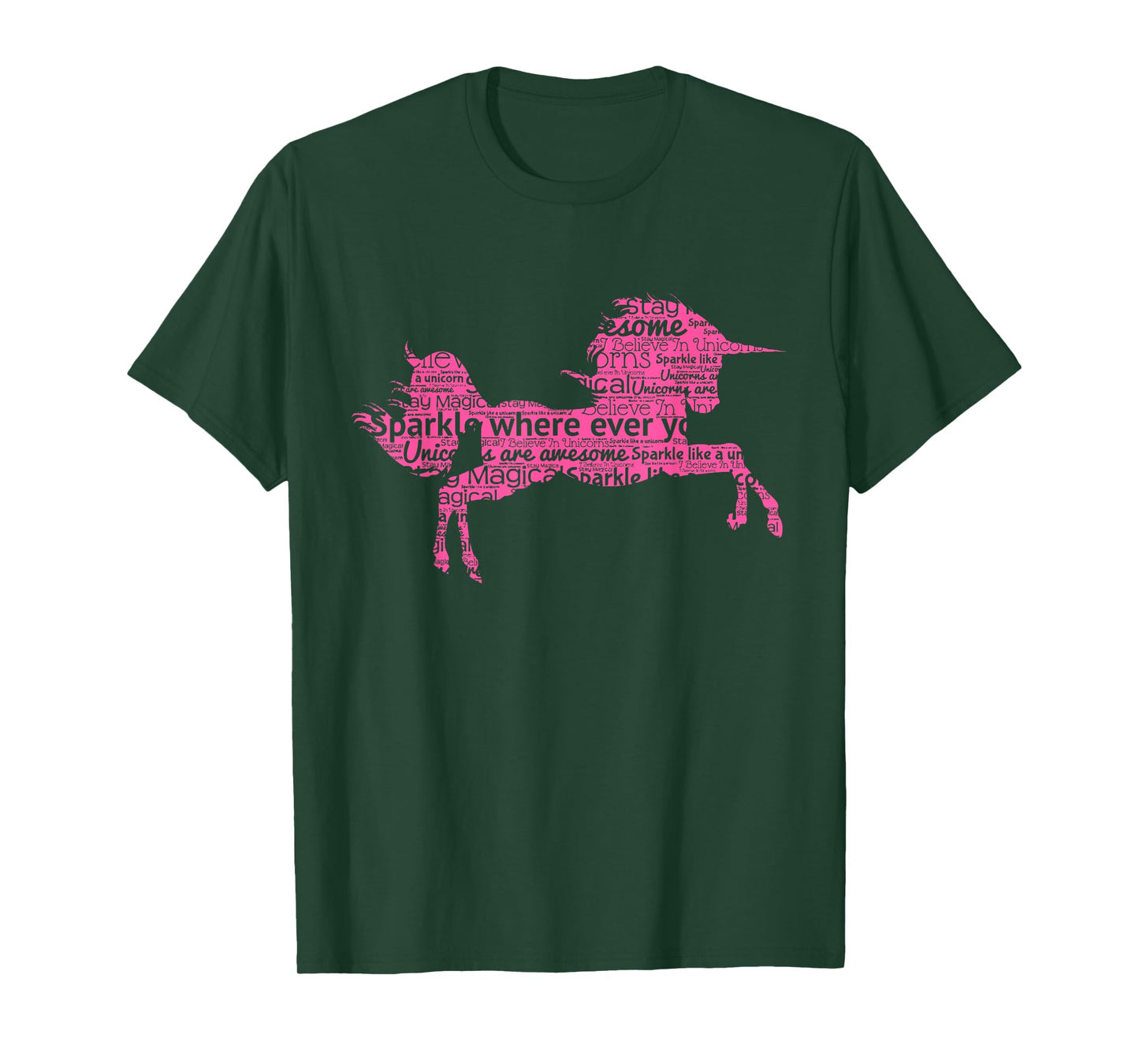 Pink Unicorn Cute Shirt Word Art Girls Magical Gift Tee