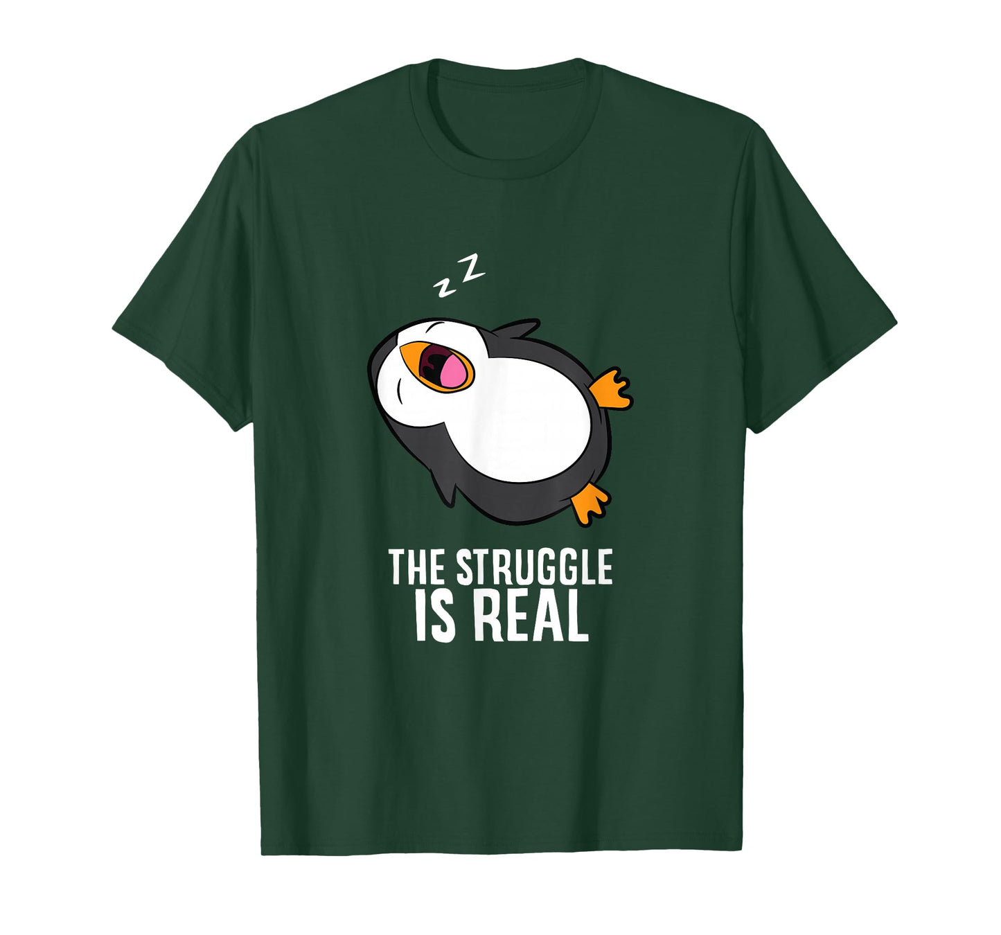 Tired Penguin Pyjama Lazy Penguin The Struggle Is Real T-Shirt