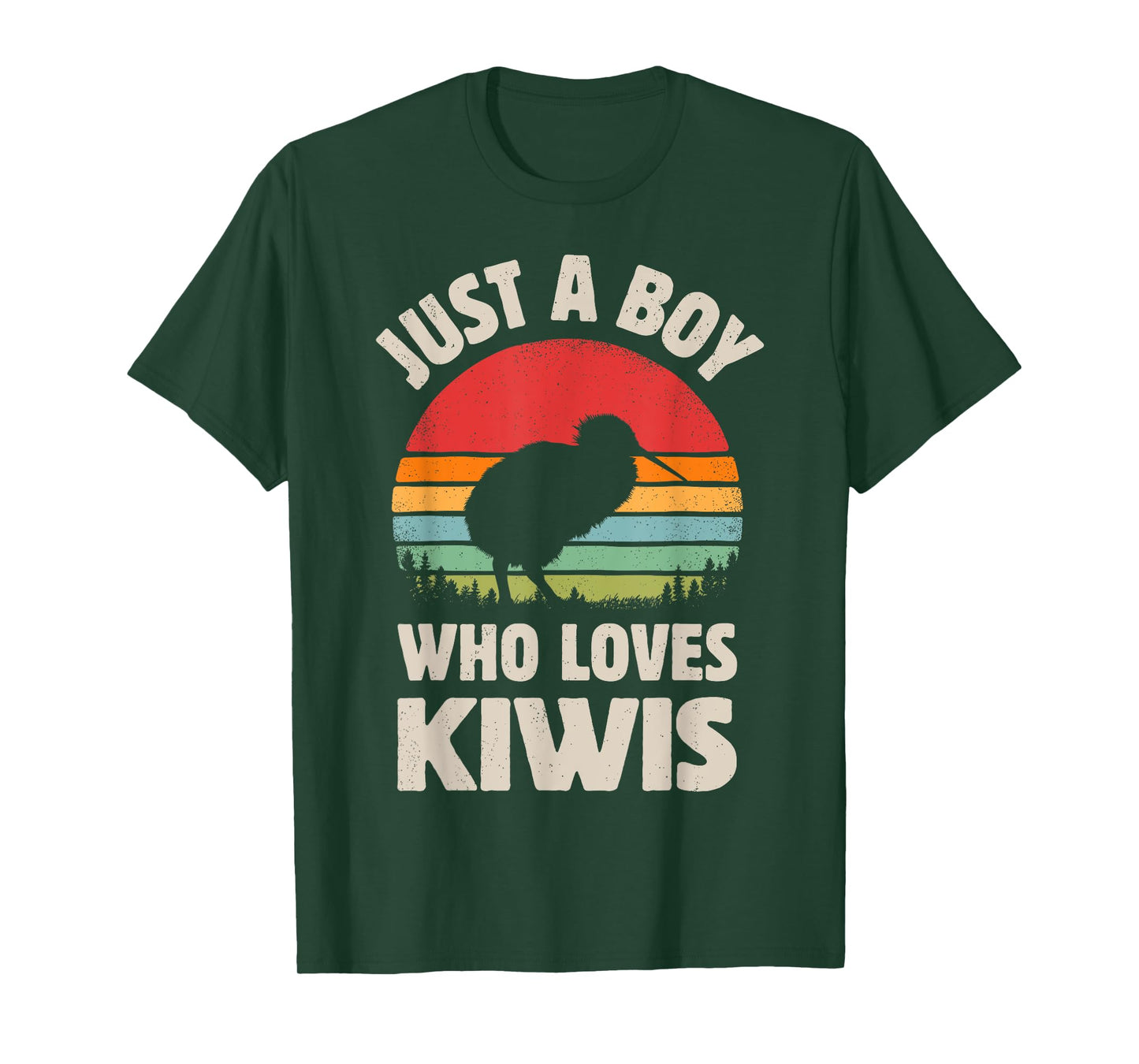 Kiwi Just A Boy Who Loves Kiwis Bird Retro Vintage Sunset T-Shirt