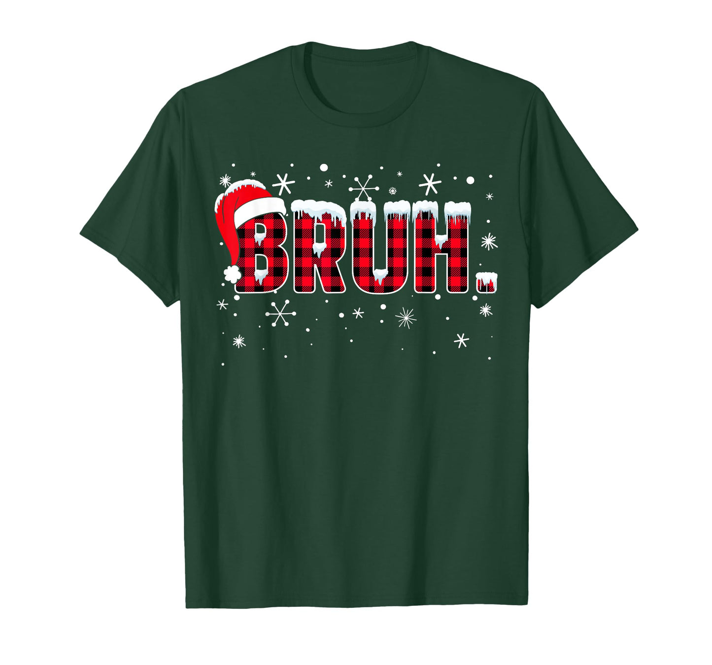 Funny Bruh Christmas Buffalo Plaid Teens Boys Kids Xmas T-Shirt