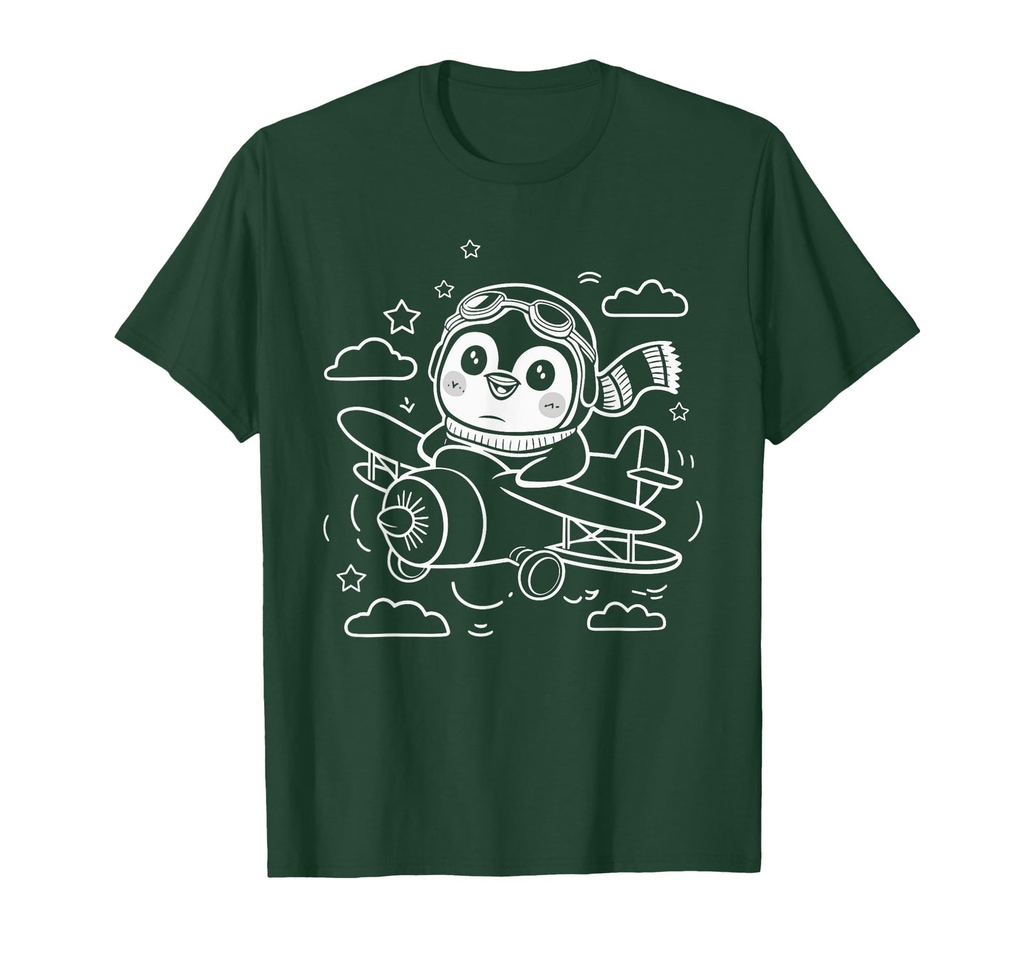 Cute Penguin Pilot In Airplane Aviation Plane Flying Penguin T-Shirt