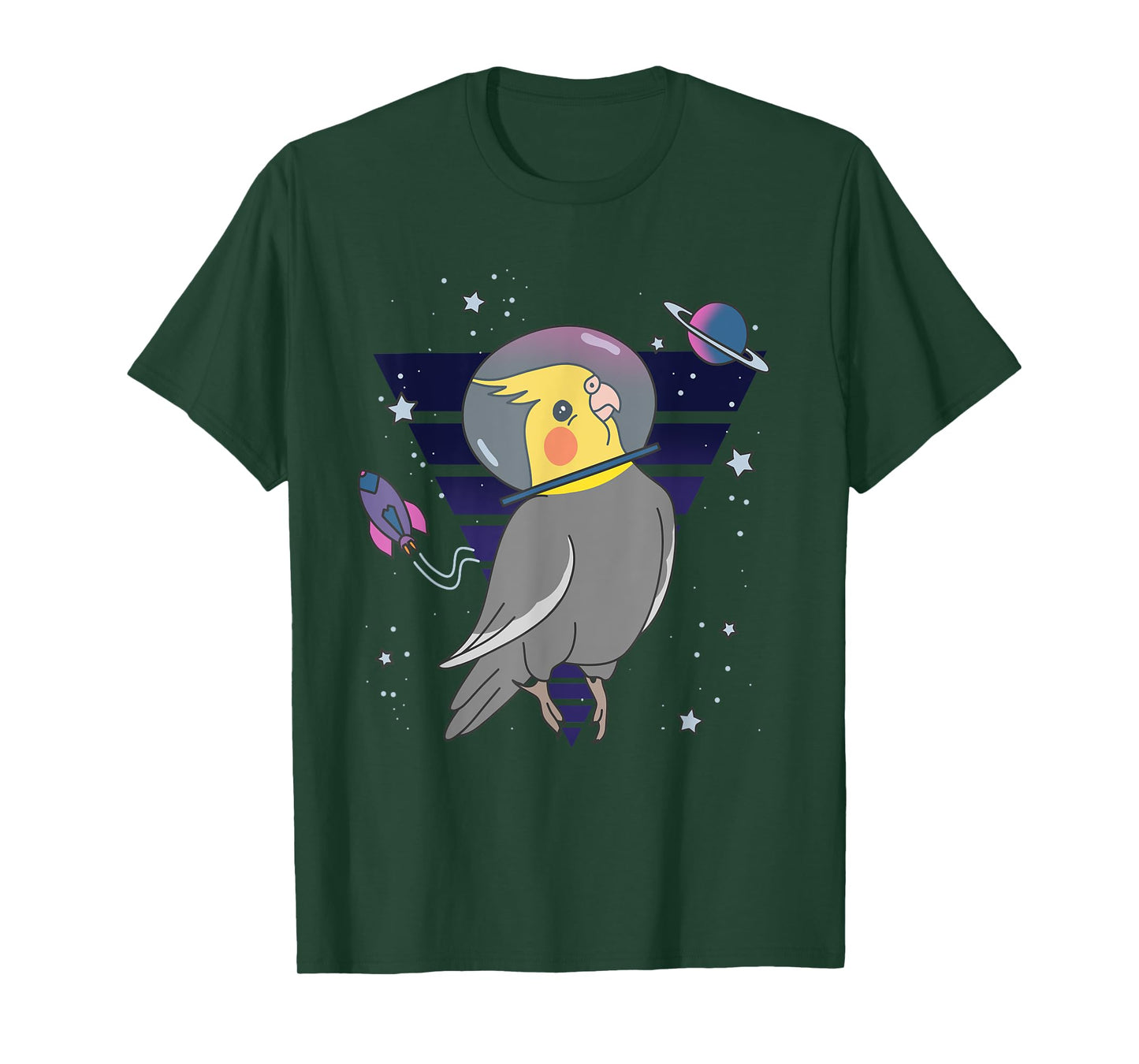Funny Parrot Pet Bird Planets Space Birb Astronaut Cockatiel T-Shirt