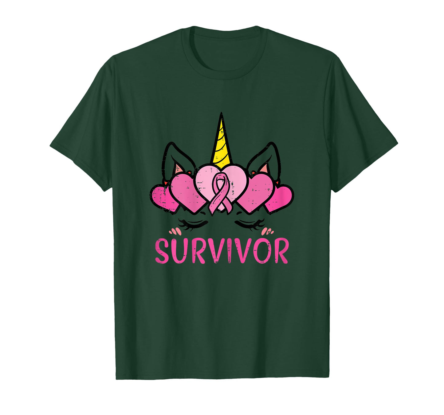 Unicorn Facee Survivor Cute Breast Cancer Awareness Women T-Shirt