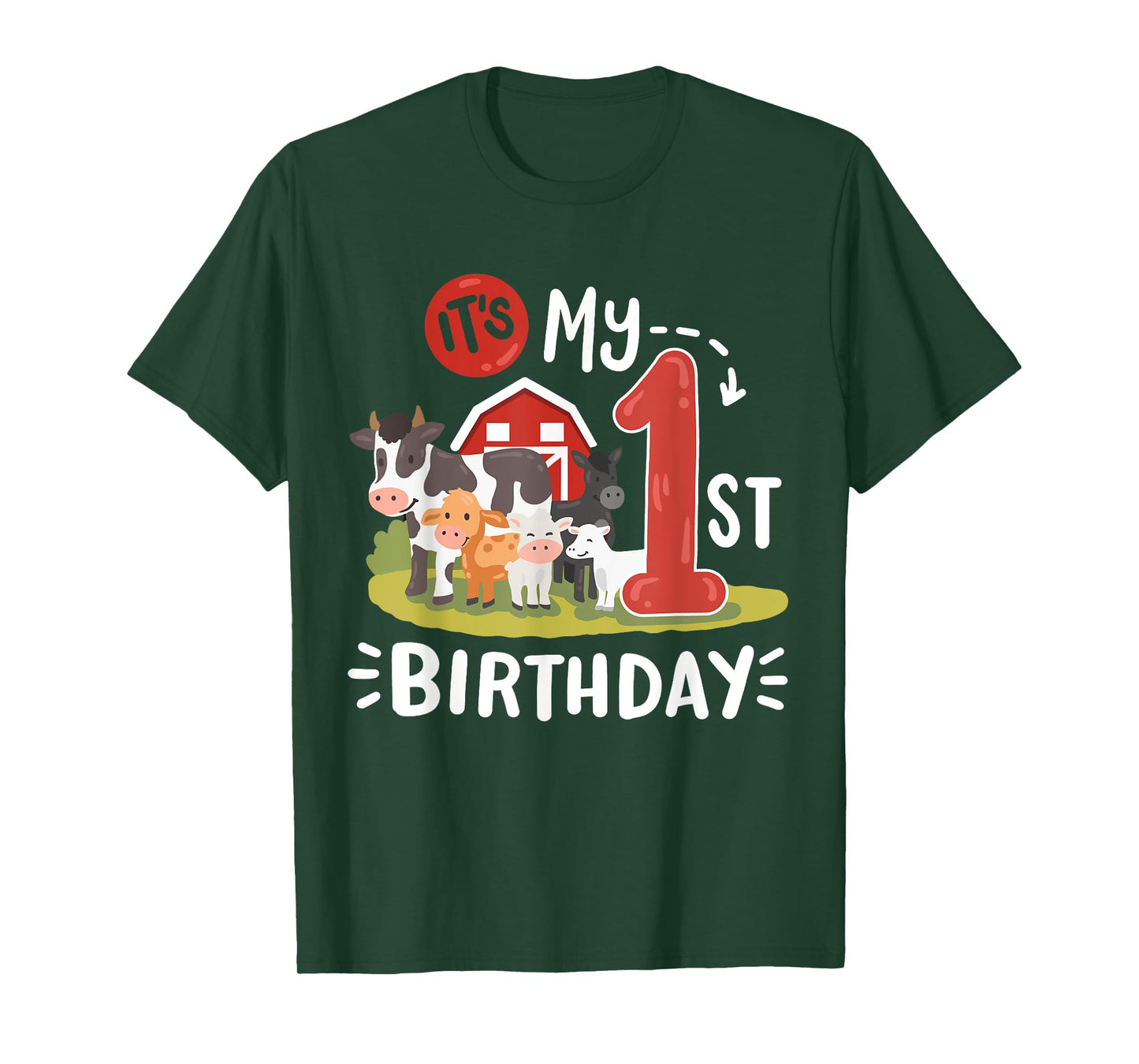 Farm Animals It's My 1st Birthday Bday Party 1 Year Old Kids T-Shirt