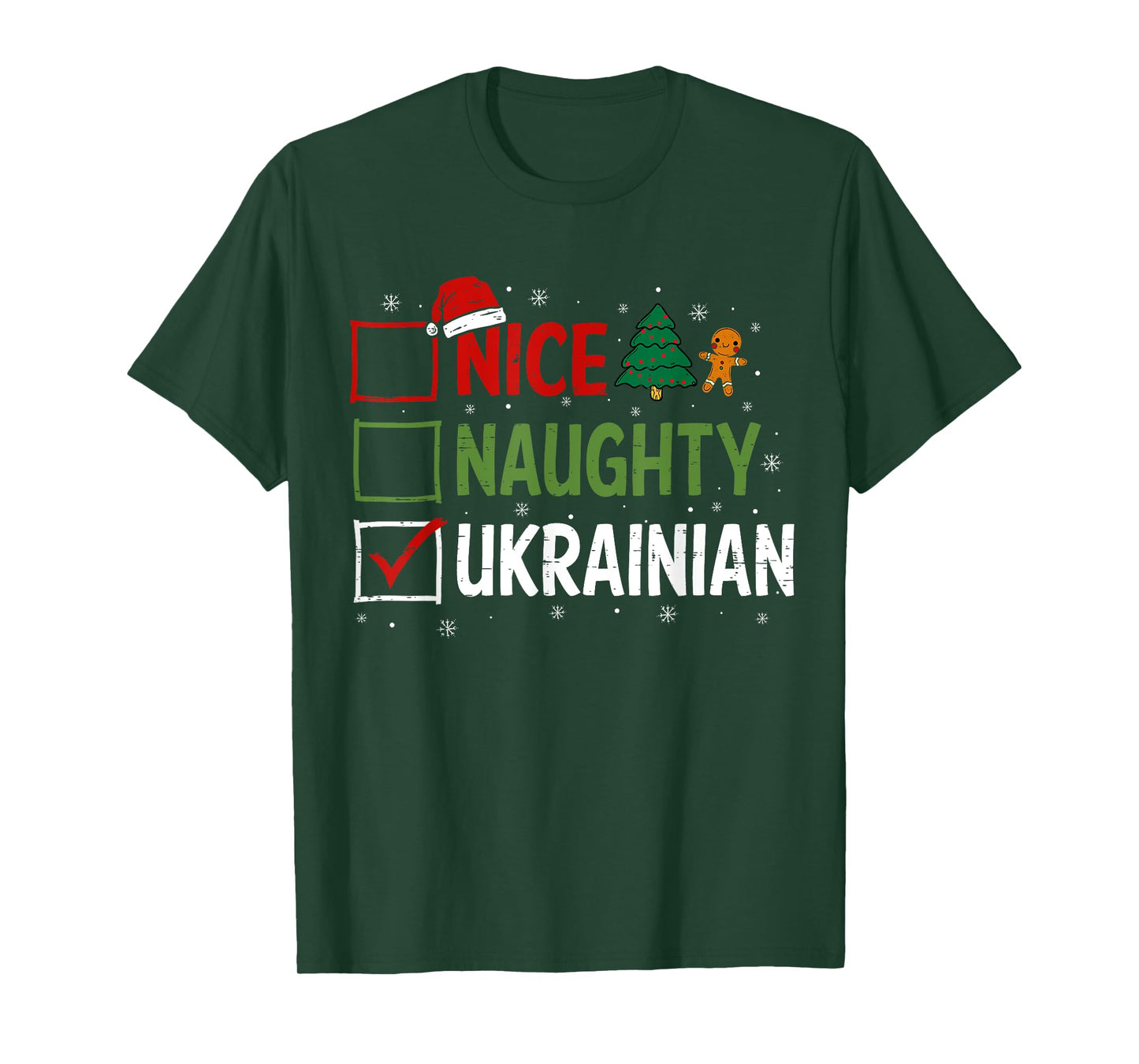 Naughty Nice ukrainian Christmas Pajamas Santa Claus Xmas T-Shirt