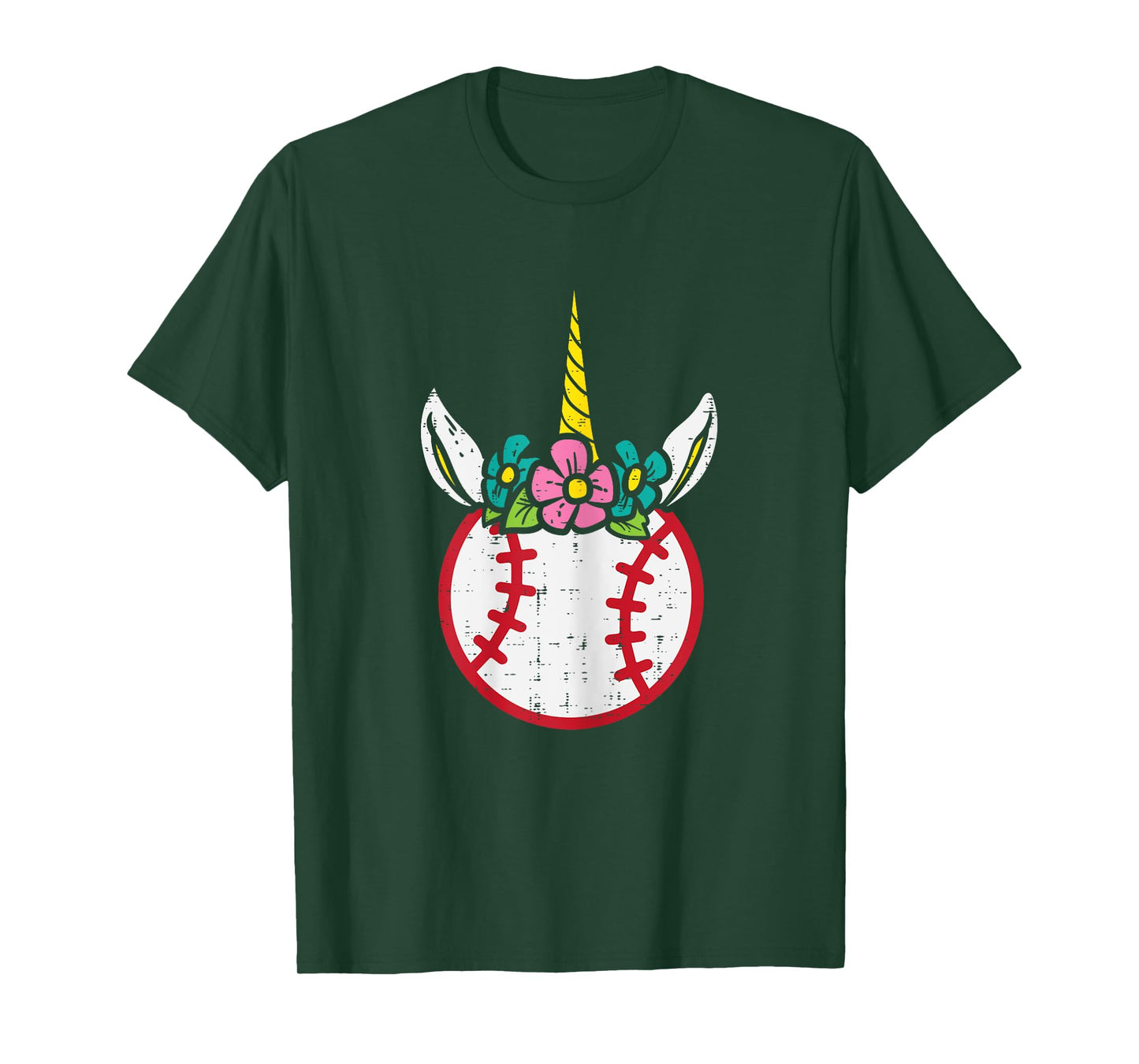 Unicorn Head Baseball Cute Sport Lovers Kids Girls Women T-Shirt