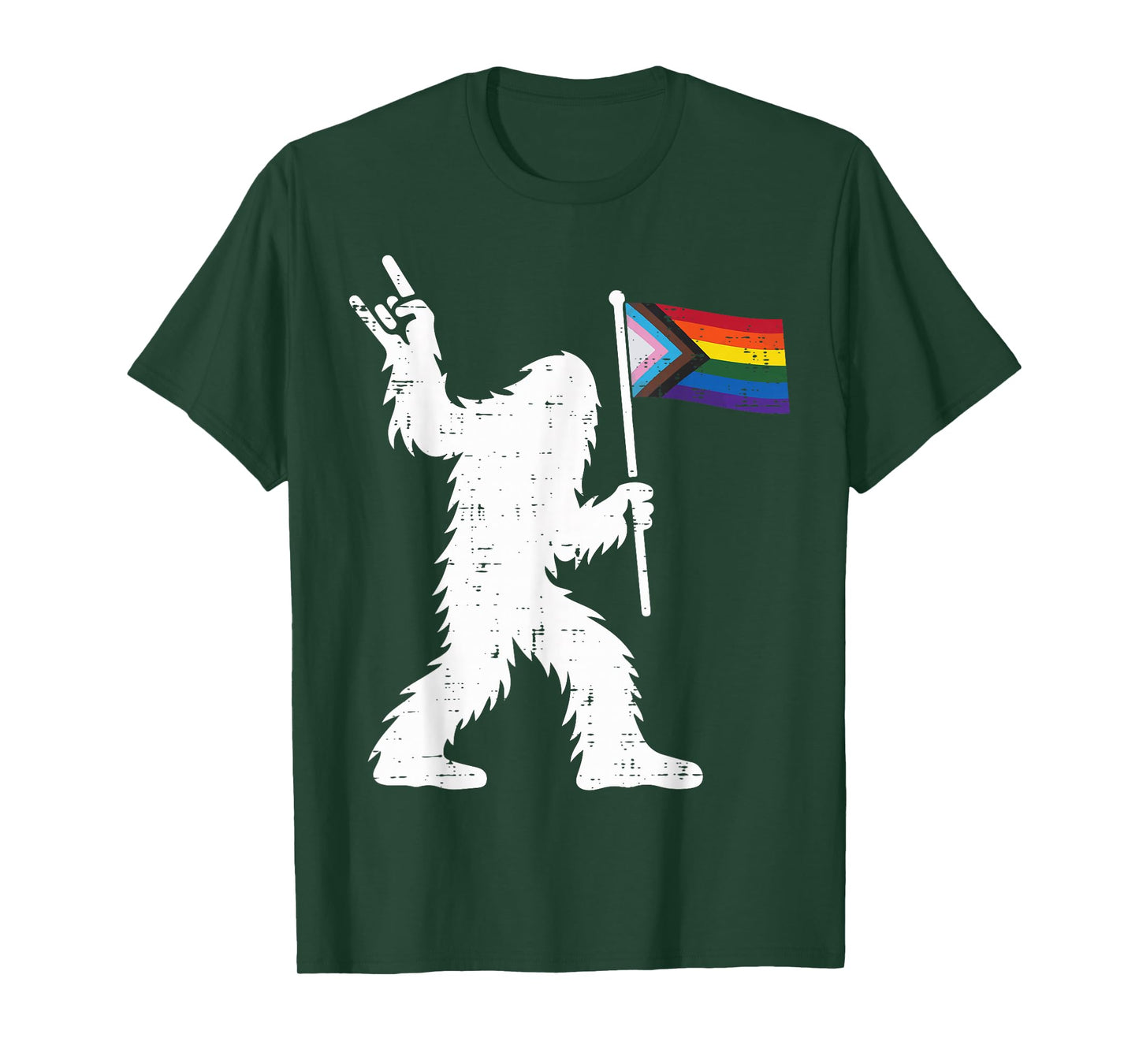 Gay Pride Month Bigfoot Sasquatch LGBTQ Ally Rainbow Flag T-Shirt