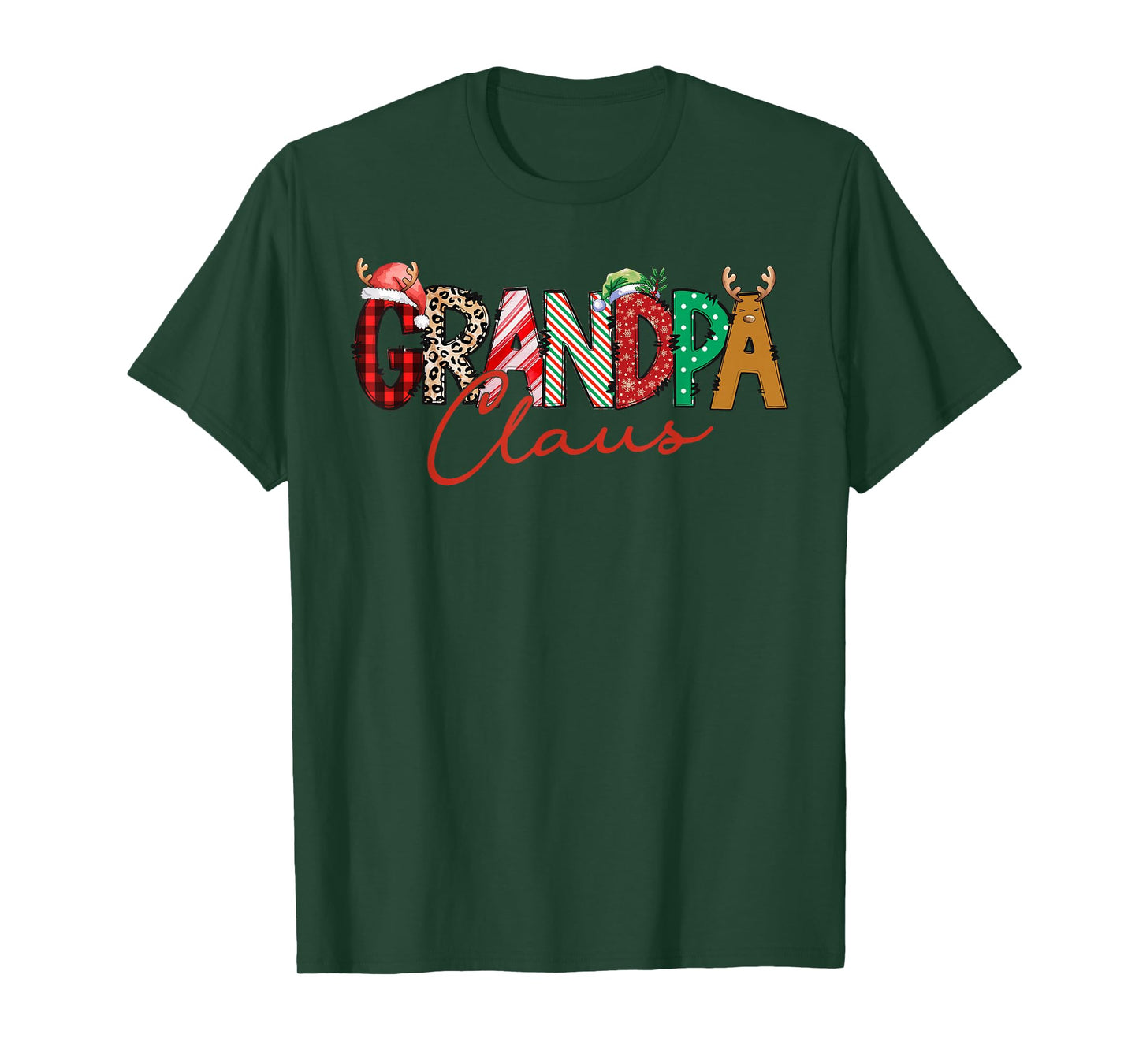 Christmas Grandpa Coquette Bow Grandpa Claus Christmas Tree T-Shirt