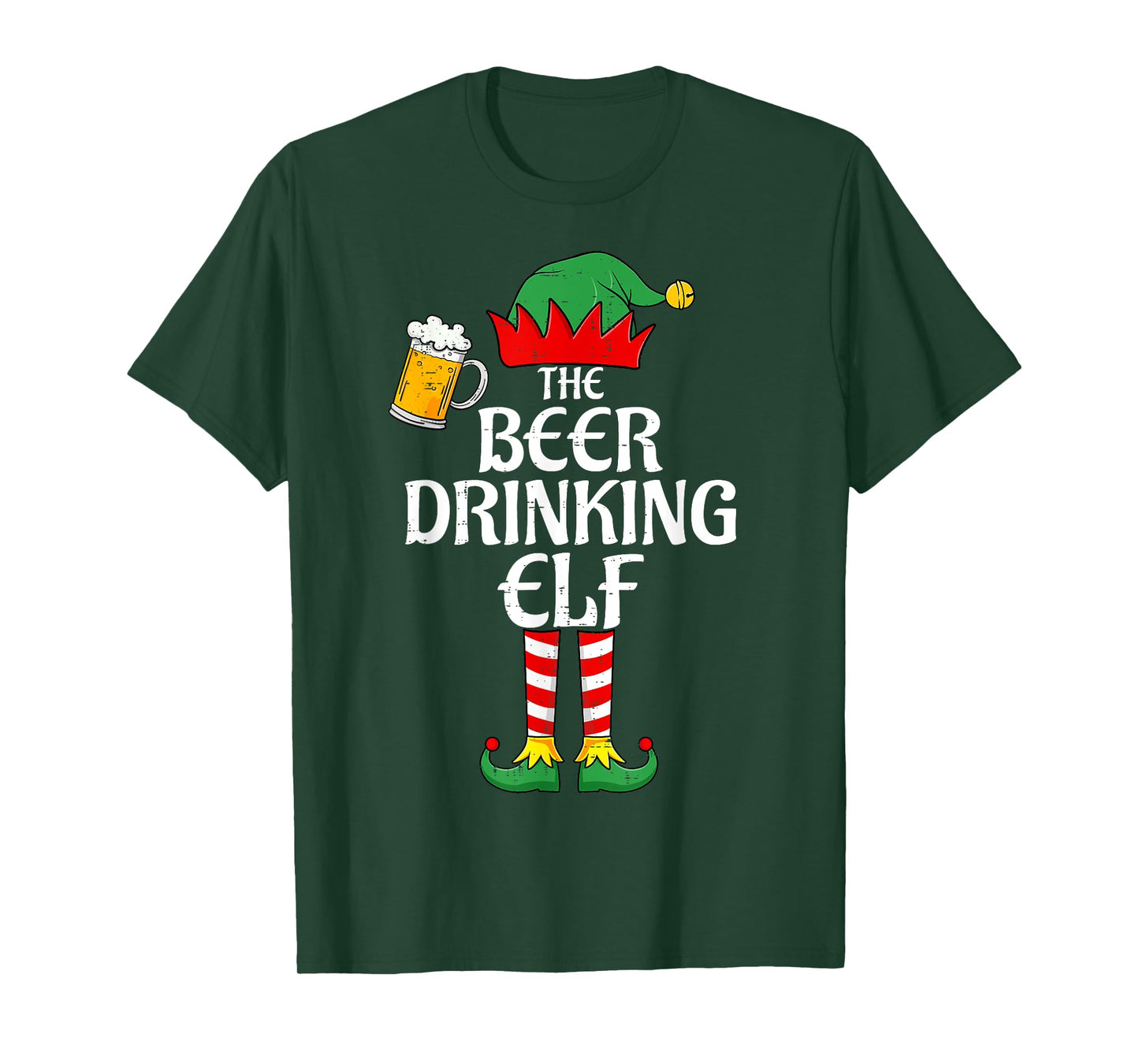 The Beer Drinking Elf Christmas Family Matching Xmas Funny T-Shirt