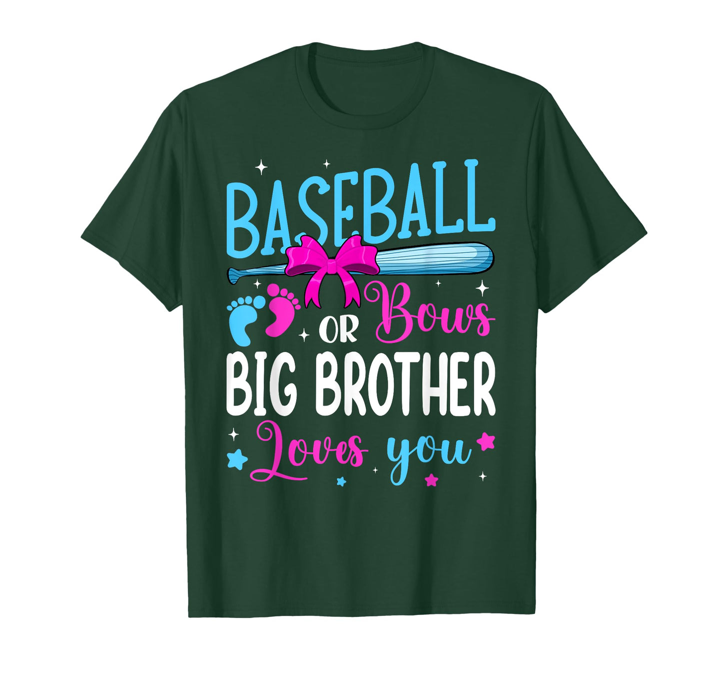 Baseball Or Bows Big Brother Loves You Funny Gender Reveal T-Shirt