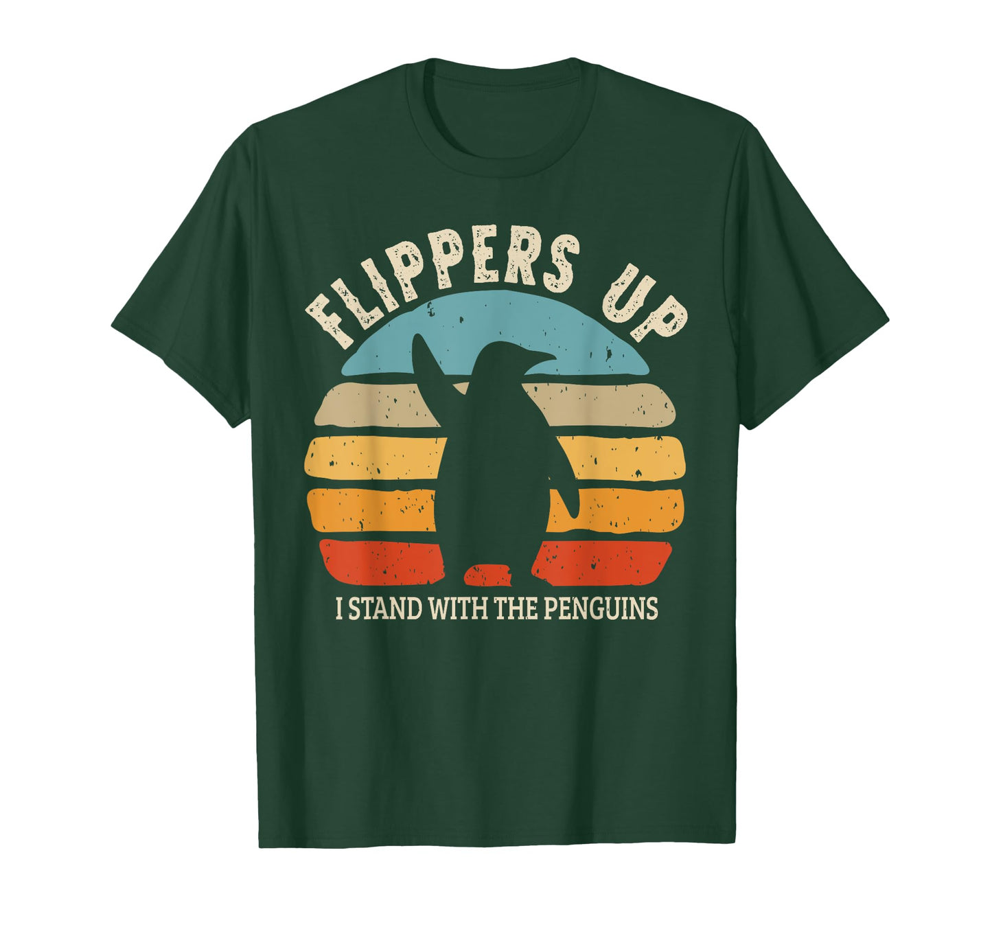 Flippers Up I Stand With The Penguins Retro Sunset Vintage T-Shirt