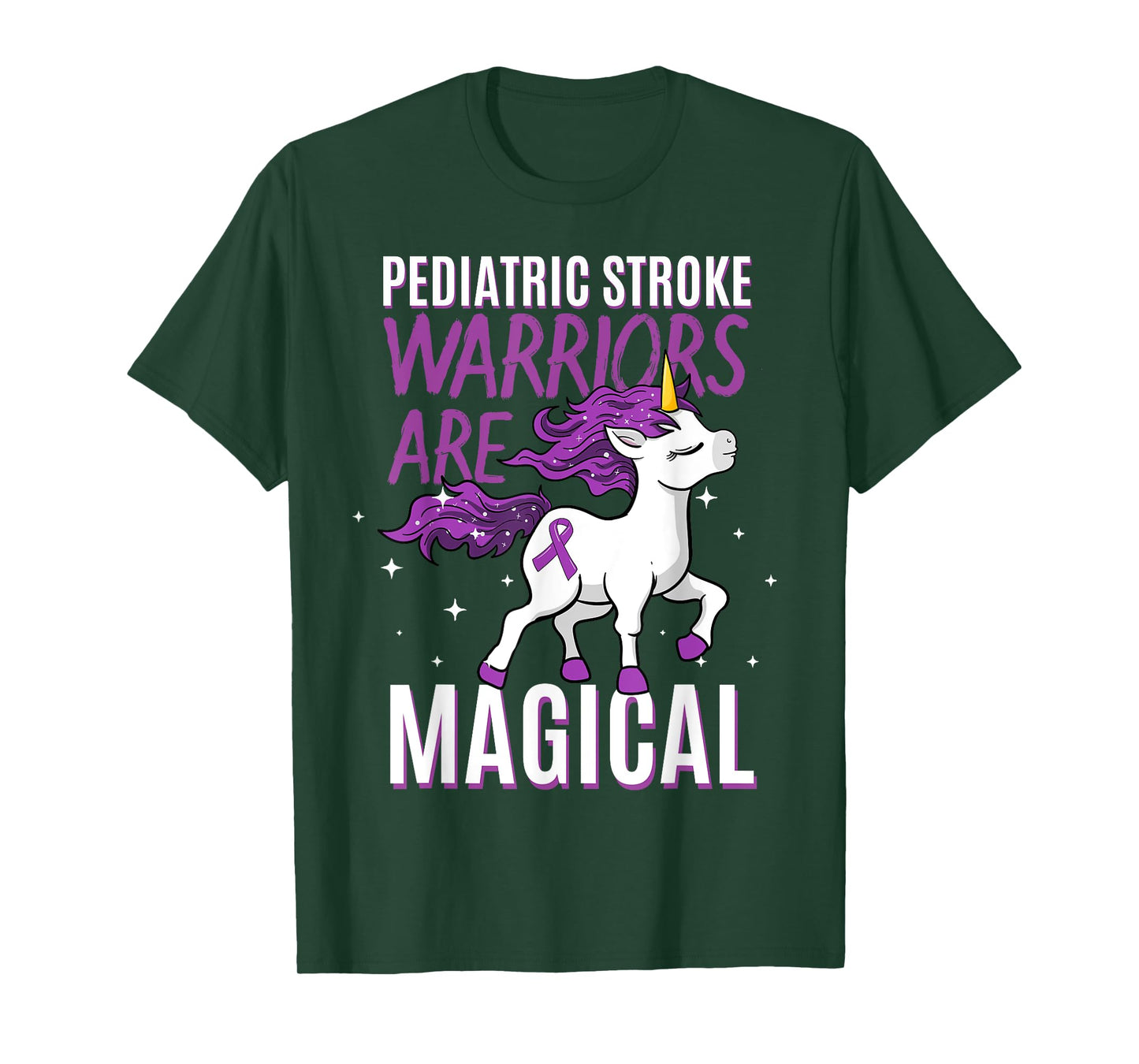 Pediatric Stroke Warrior Magical Unicorn Purple Hemorrhagic T-Shirt