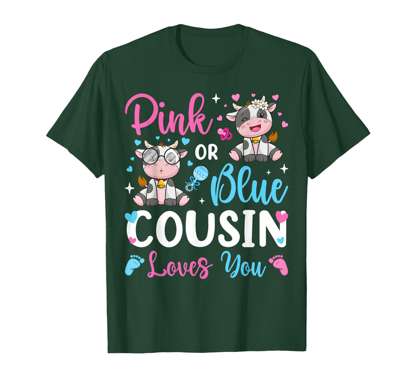 Pink Or Blue Cousin Loves You Cow Baby Gender Reveal T-Shirt