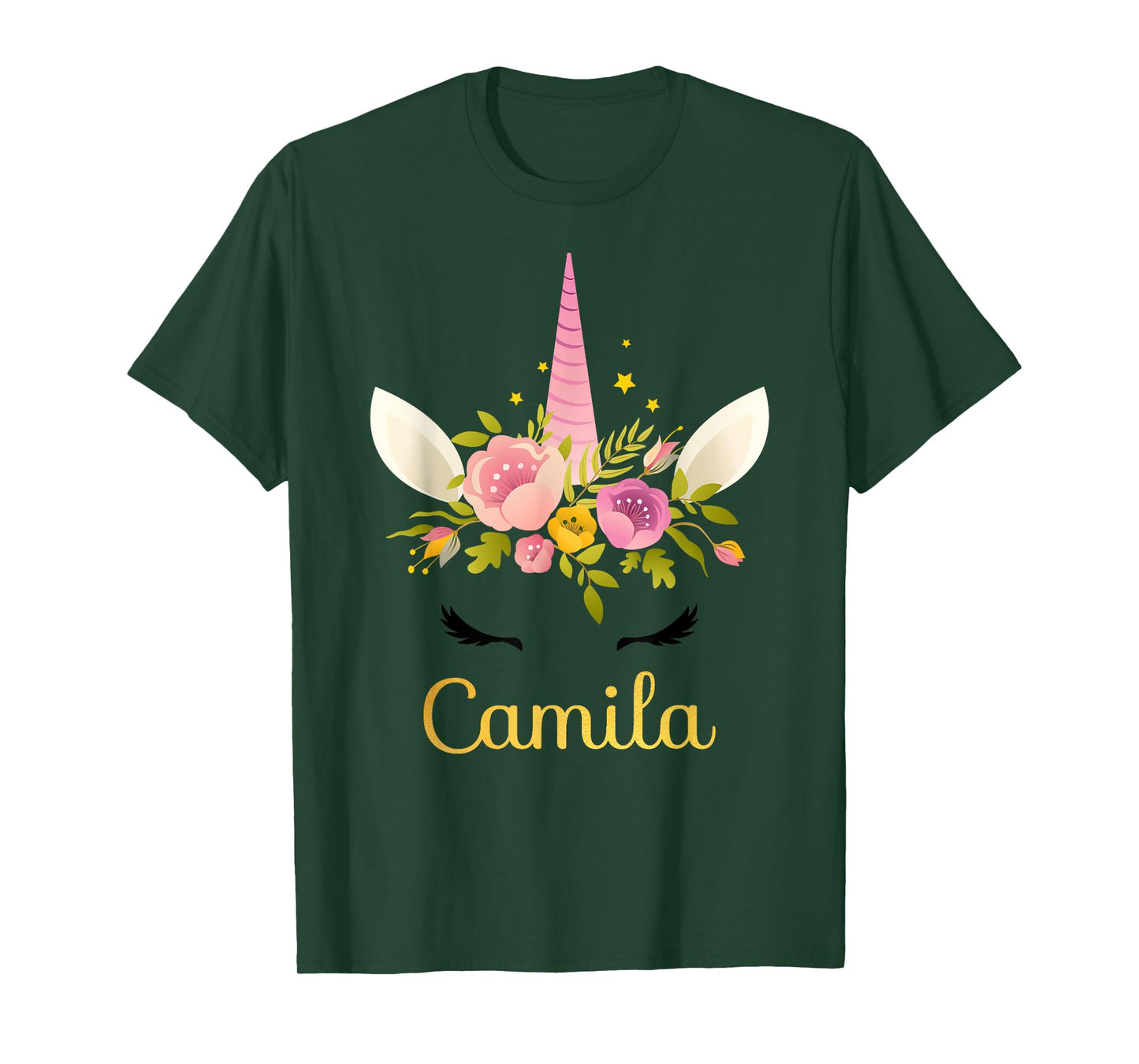 Camila Unicorn Name Happy Birthday Girl Bday Party T-Shirt T-Shirt