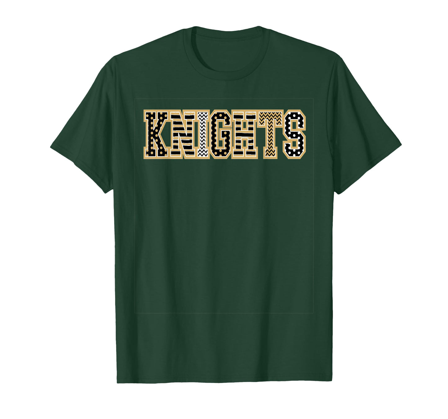 Knights Mascot Word Gold Black White T-Shirt