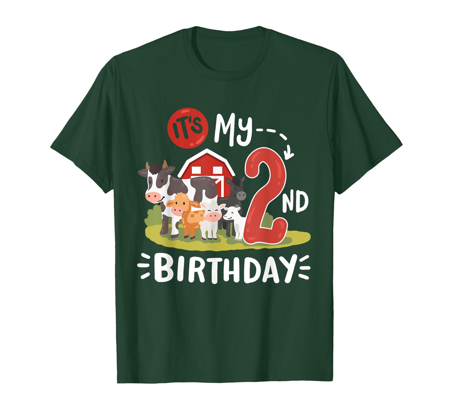 Farm Animals Its My 2nd Birthday Bday Party 2 Years Old Kids T-Shirt