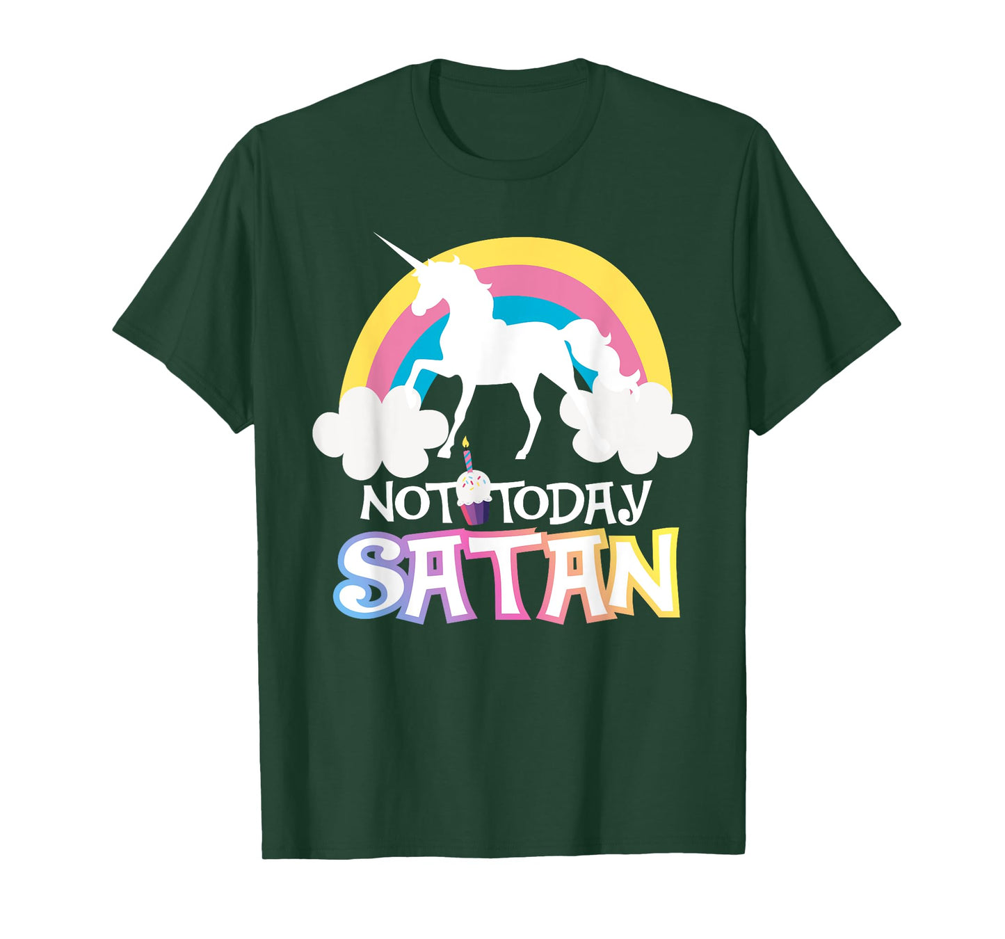 Not Today Satan Rainbow Unicorns Birthday Girl T-Shirt T-Shirt